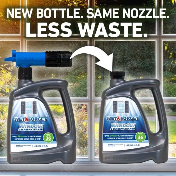 Wet & Forget Window & Screen Cleaner – Outdoor Window Cleaner Spray & Hose Attachment; No Scrubbing, Superior Scrub-Free Shine for Windows & Screens; 48oz (Pack of 2) - Image 8
