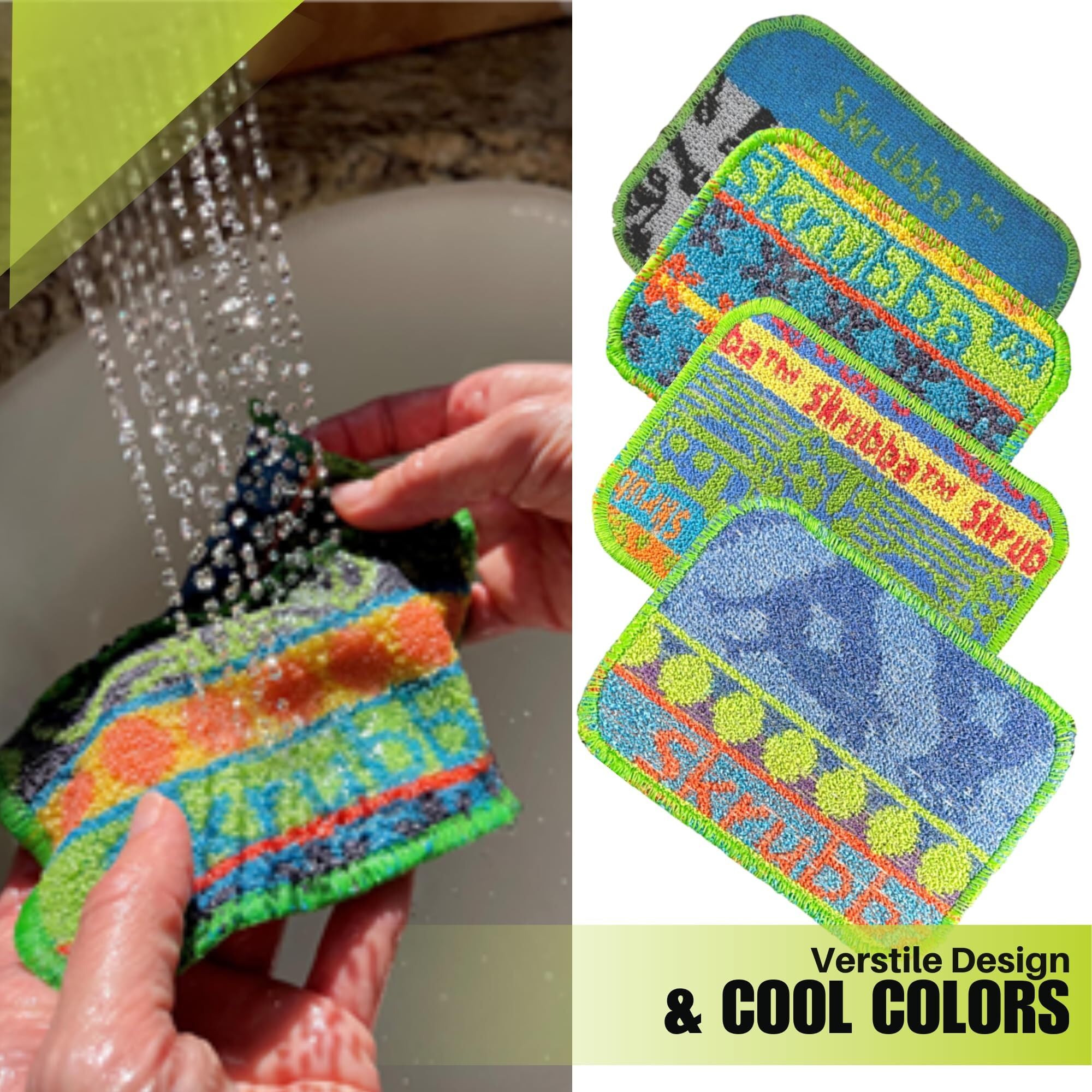 Wet-it! Skrubba 6-Pack Reusable Dish Scrubbers – Non-Scratch Scouring Pads for Kitchen & Household – Eco-Friendly, Dishwasher Safe Scrub Sponges for Dishes, Pots & Pans (Vogue) - Image 3