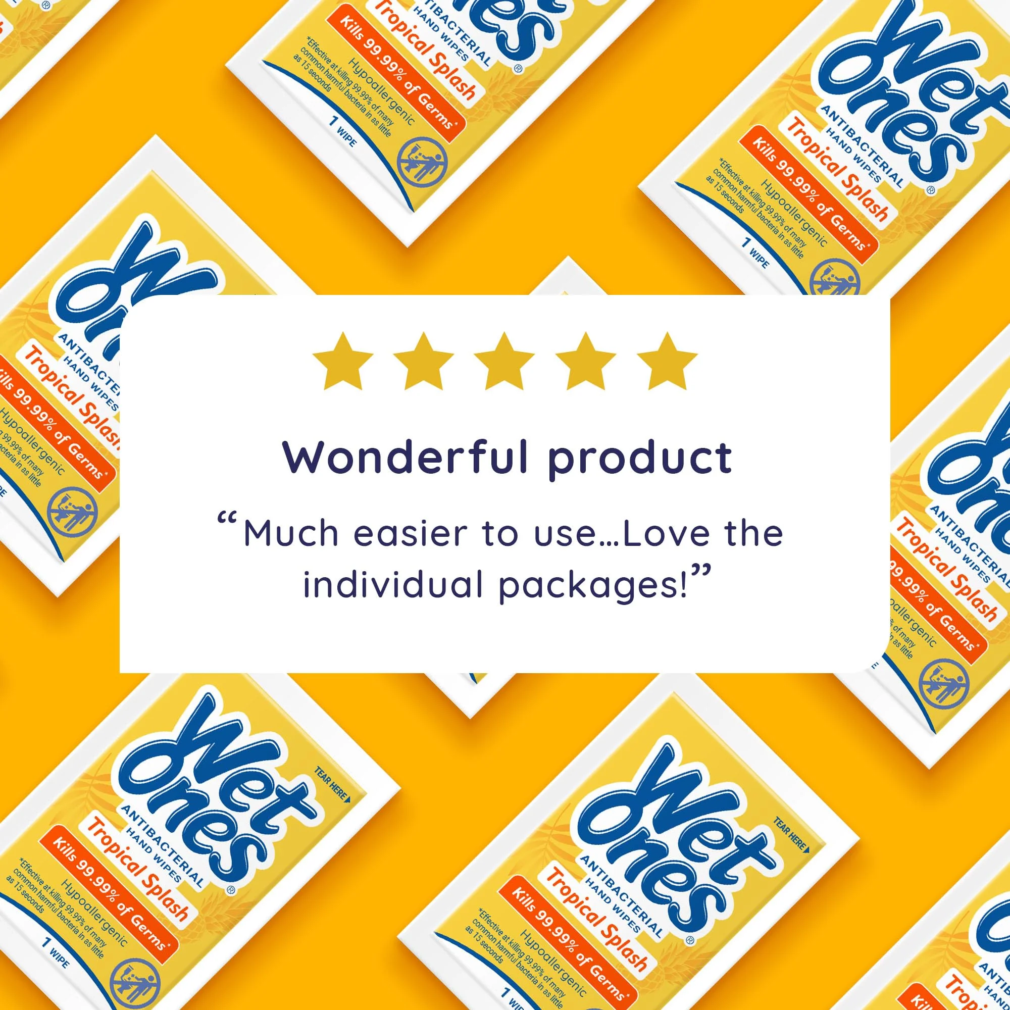 Wet Ones Antibacterial Hand Wipes Singles, Tropical Splash Wipes, Individual Wipes, Antibacterial Wipes, Hand Wipes Individually Wrapped, 24ct (6 pack) - Image 4