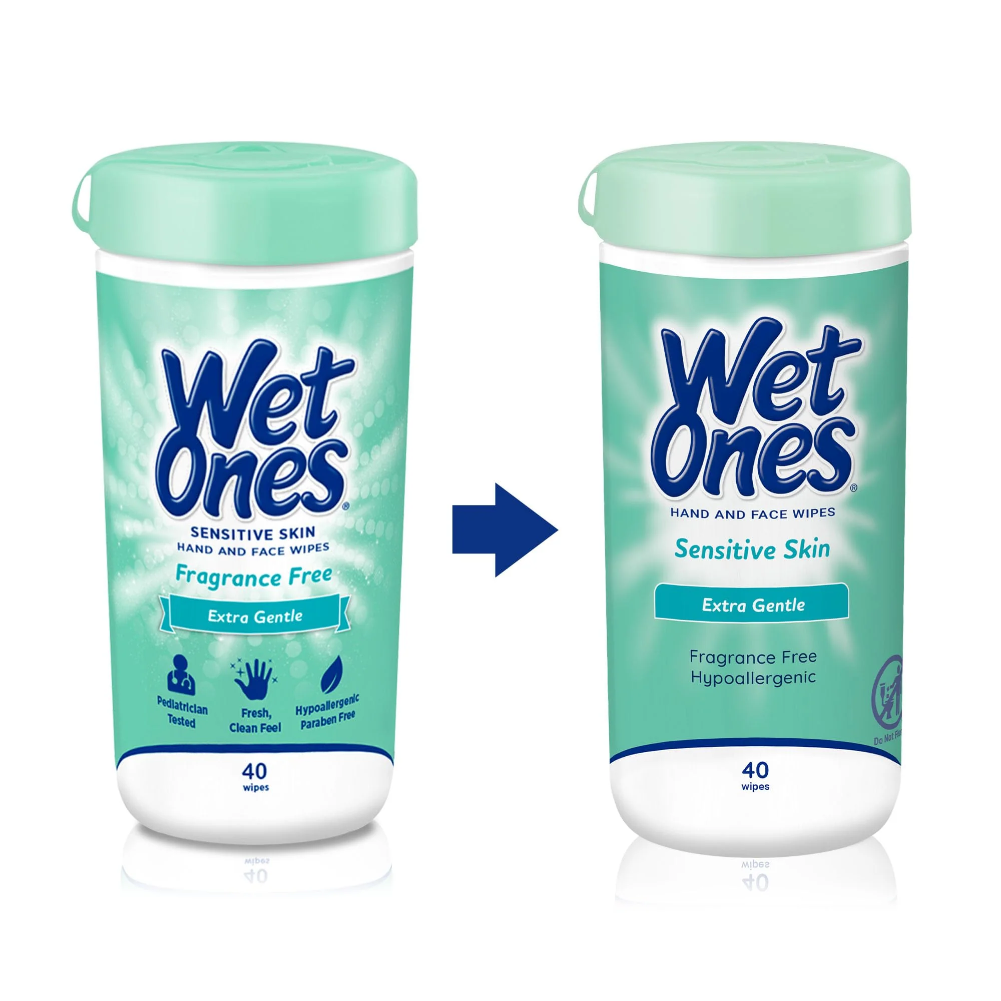 Wet Ones Hand and Face Wipes, Sensitive Skin, Unscented, Hand and Face, 40ct Canister (6 pack) - Image 3