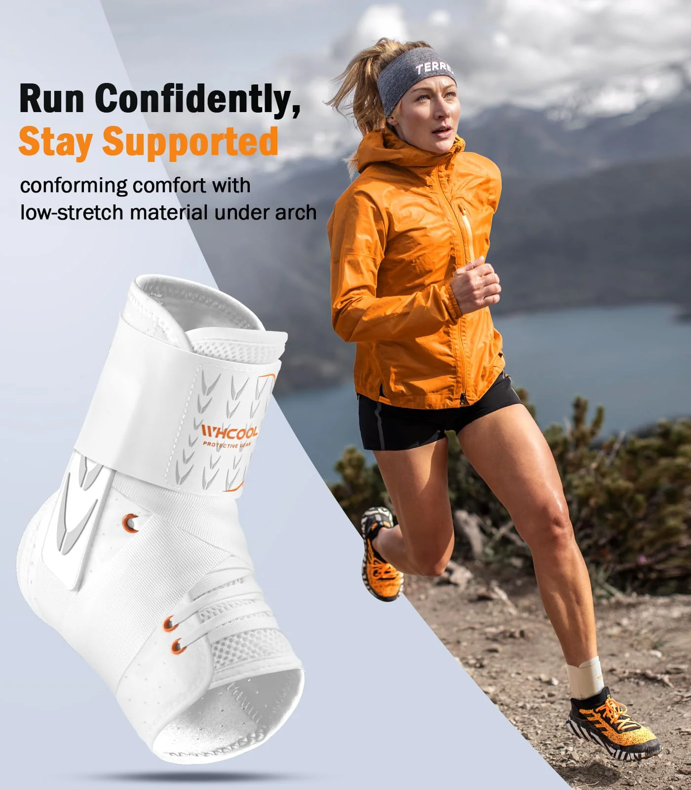 WHCOOL Slim-Fit Ankle Brace for Sprained Ankle, Quick Lace Up Ankle Support for Women Men with 2 Auto-Shaped Pads, Air Fabric Cool Ankle Stabilizer for Injury Recover, Running,Sports,White，XL - Image 7