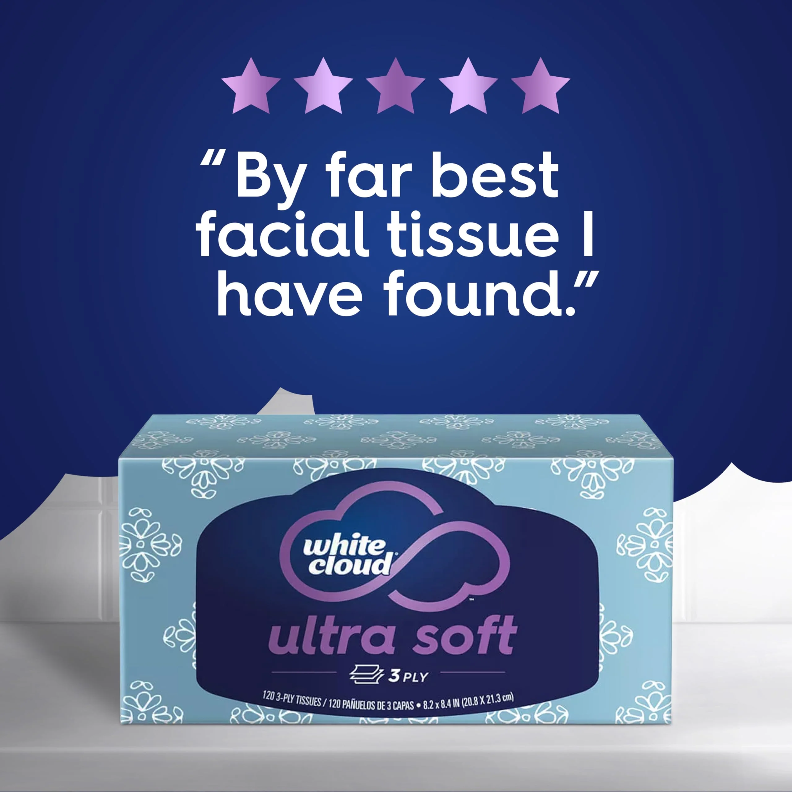 White Cloud Ultra Soft 3-Ply Facial Tissue, 18 Box Multipack, 120 Tissues Per Box - Image 2