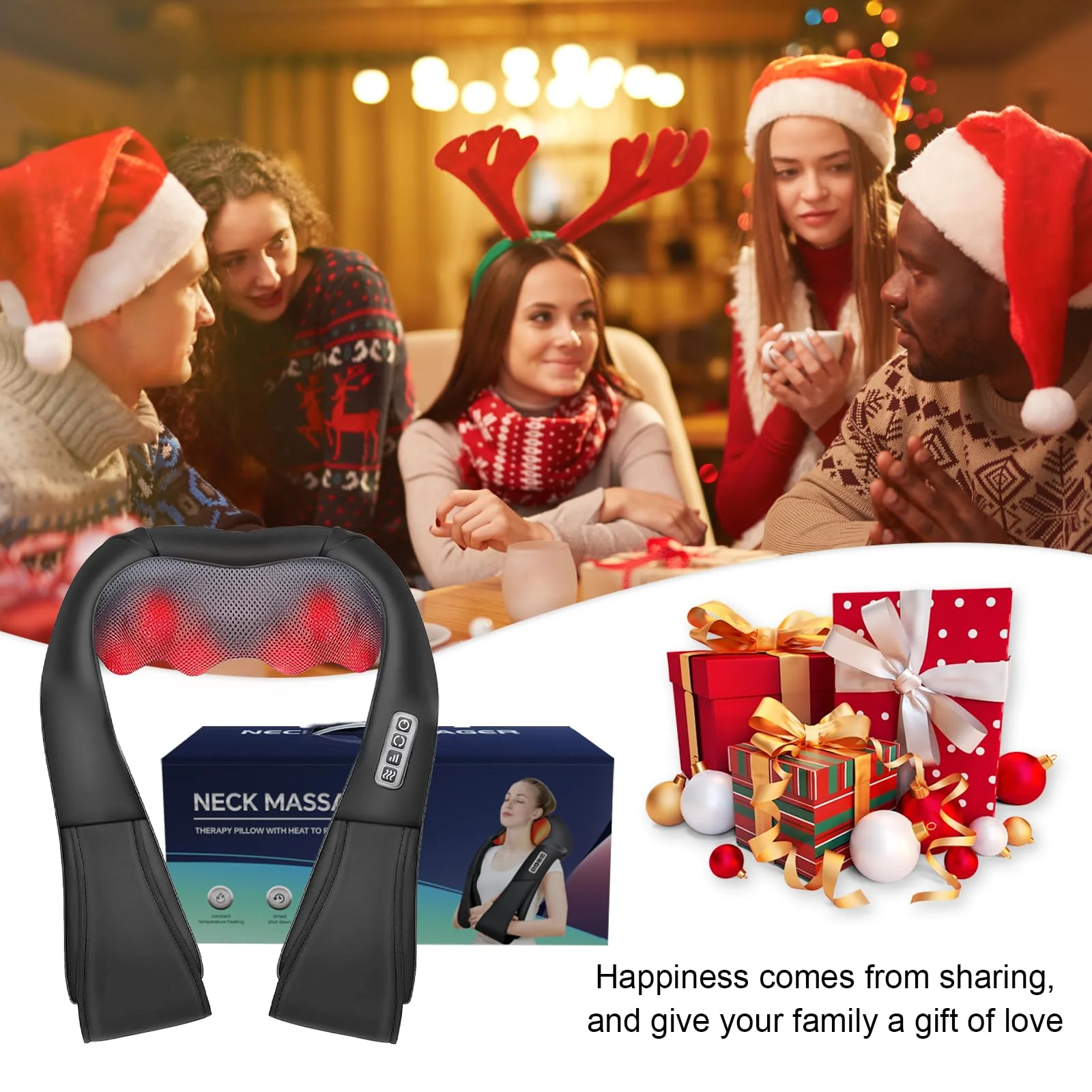 White Elephant Gifts for Adults,Neck Massager,Christmas Gifts for Women Men - Shiatsu Back and Neck Massager,Shoulder Massager Deep Tissue with Heat,Electric 4D Massage Pillow(NOT Cordless) - Image 2