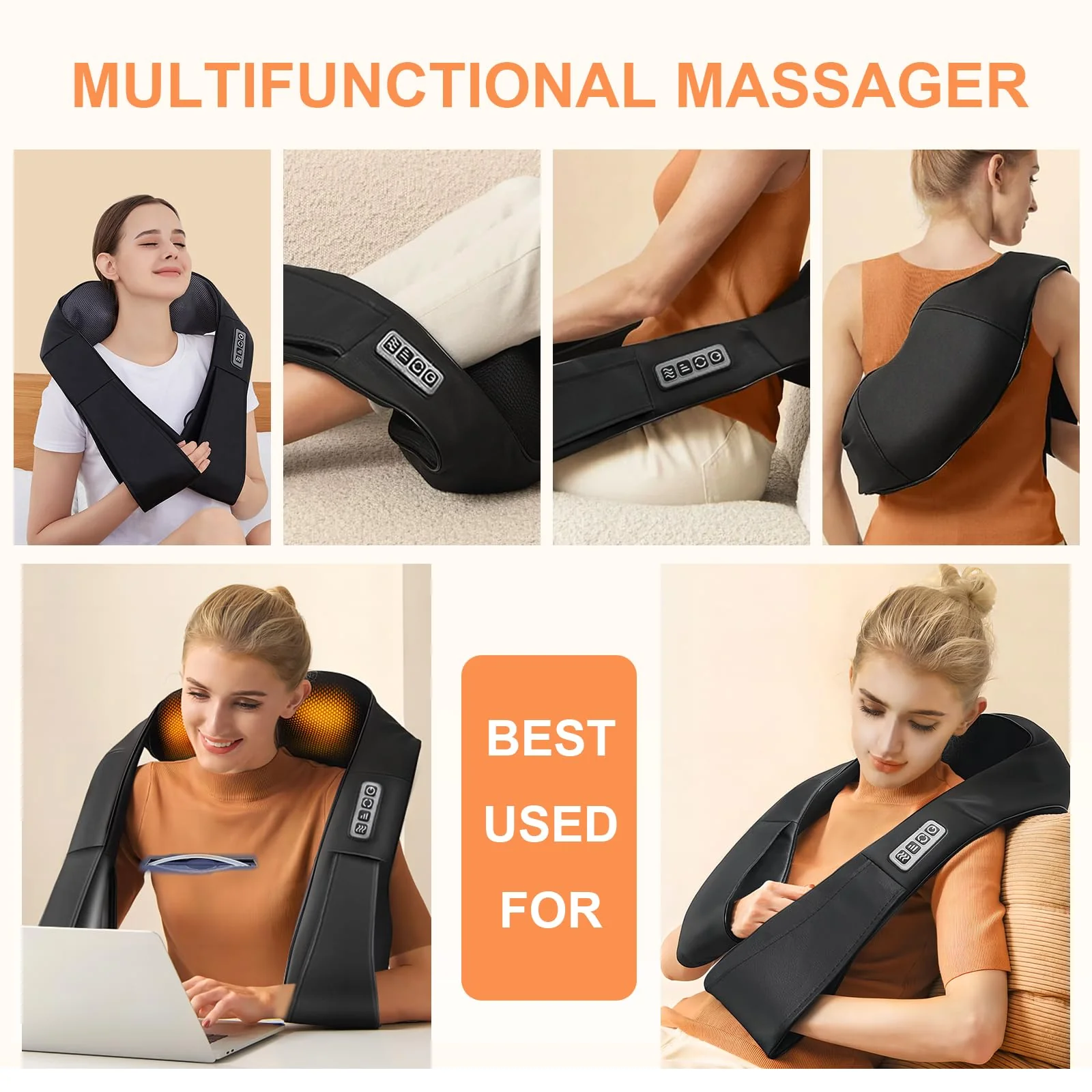 White Elephant Gifts for Adults,Neck Massager,Christmas Gifts for Women Men - Shiatsu Back and Neck Massager,Shoulder Massager Deep Tissue with Heat,Electric 4D Massage Pillow(NOT Cordless) - Image 3