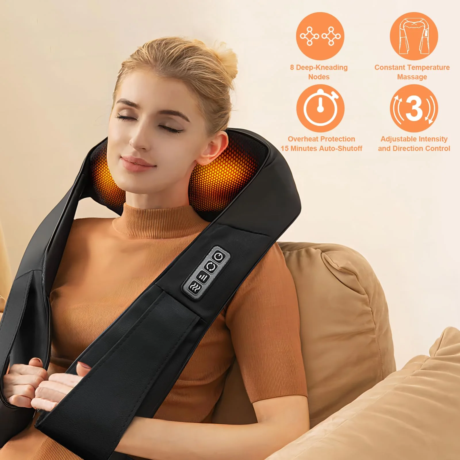 White Elephant Gifts for Adults,Neck Massager,Christmas Gifts for Women Men - Shiatsu Back and Neck Massager,Shoulder Massager Deep Tissue with Heat,Electric 4D Massage Pillow(NOT Cordless) - Image 4