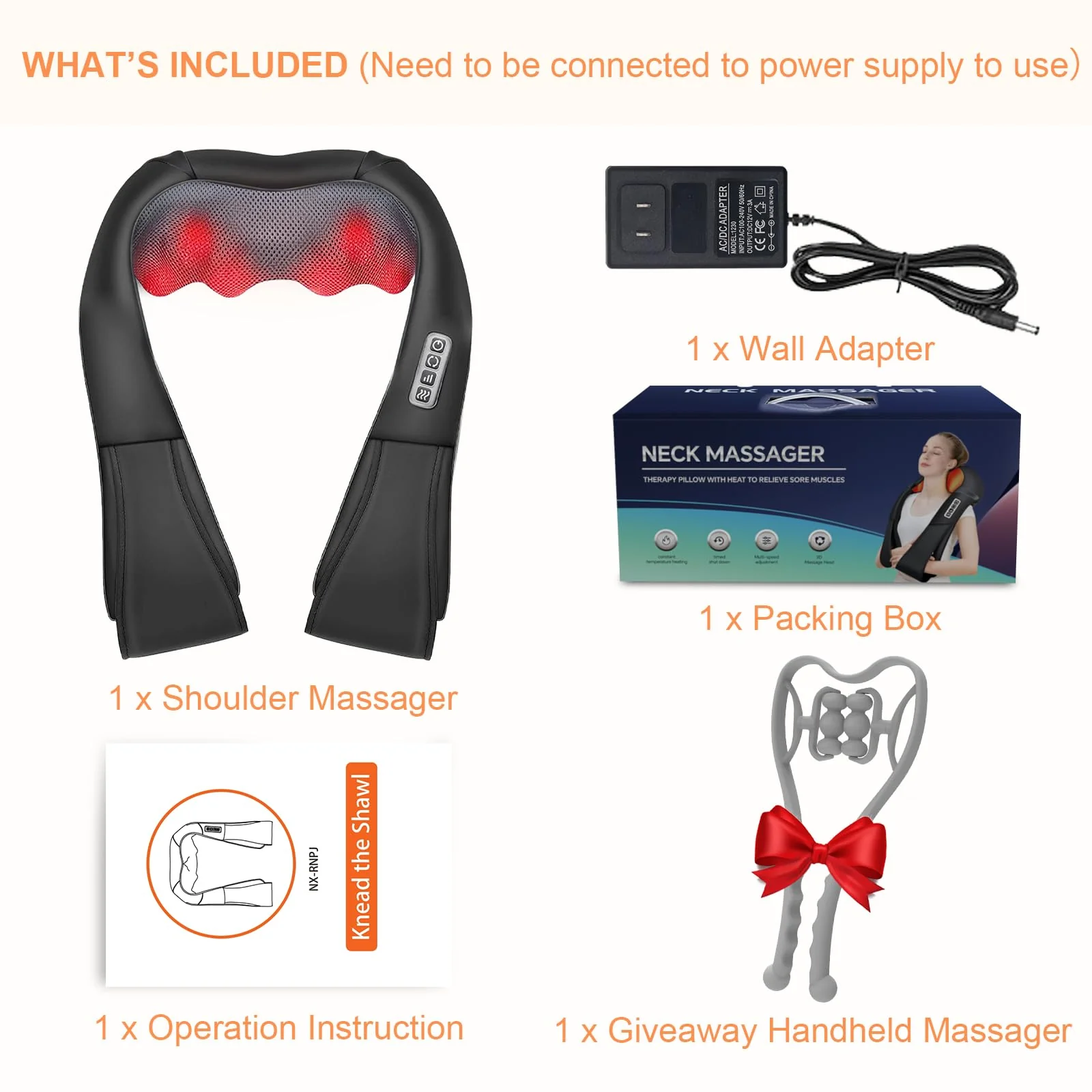 White Elephant Gifts for Adults,Neck Massager,Christmas Gifts for Women Men - Shiatsu Back and Neck Massager,Shoulder Massager Deep Tissue with Heat,Electric 4D Massage Pillow(NOT Cordless) - Image 5