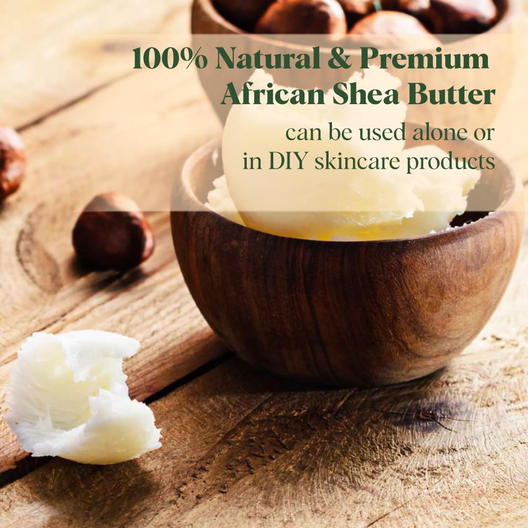 White Naturals African Shea Butter 1lb, Pure, Unrefined, Raw, Organic, Great Skin Moisturizer, Perfect for DIY Whipped Body Butter, Face Cream, Hair Mask, Lip Balm - Image 3
