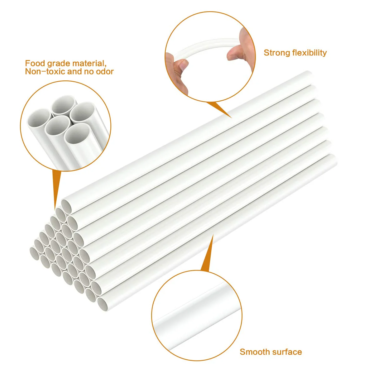 White Plastic Cake Dowel Rods for Tiered Cake Construction and Stacking Supporting Cake Round Dowels Straws with 0.4 Inch Diameter (9.5 Inch) - Image 3
