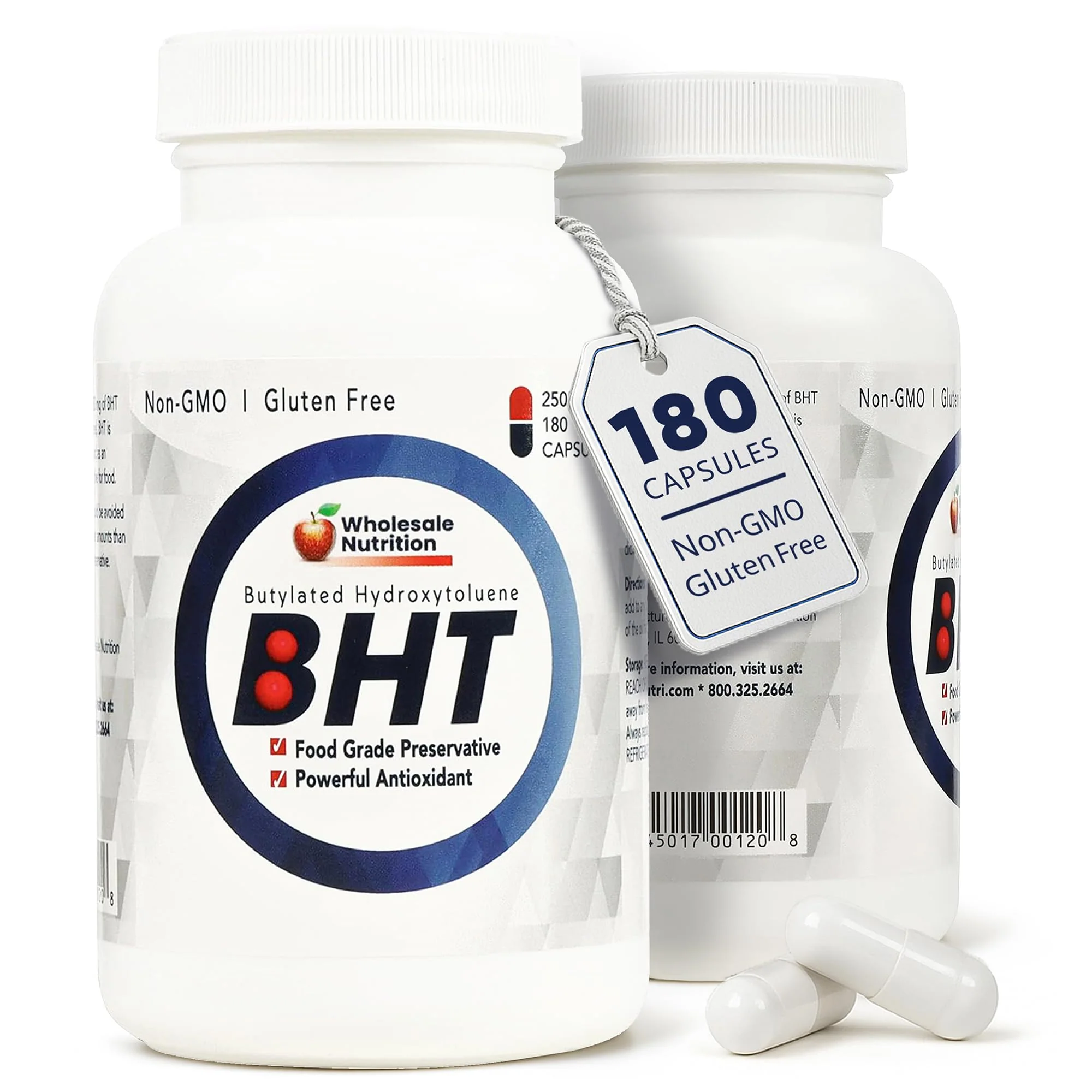 Wholesale Nutrition BHT - 250mg Potent Antioxidant - Non-GMO, Gluten-Free - Enhance Oil/Fat Preservation - Pure Butylated Hydroxytoluene for Foods/Oils - 180 Capsules - Image 2