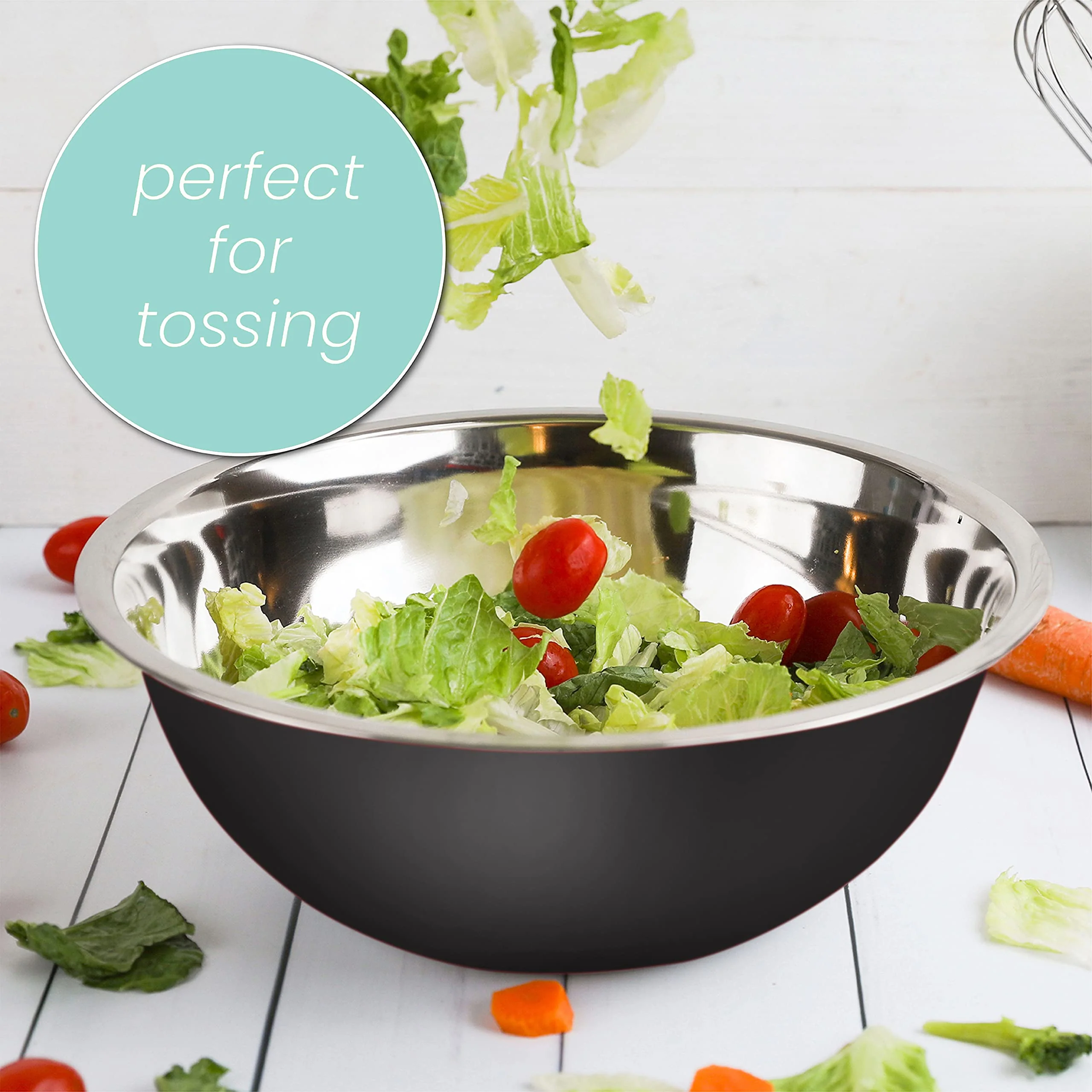 WHYSKO Meal Prep Stainless Steel Mixing Bowls Set, Home, Refrigerator, and Kitchen Food Storage Organizers | Ecofriendly, Reusable, Heavy Duty (Black) - Image 6