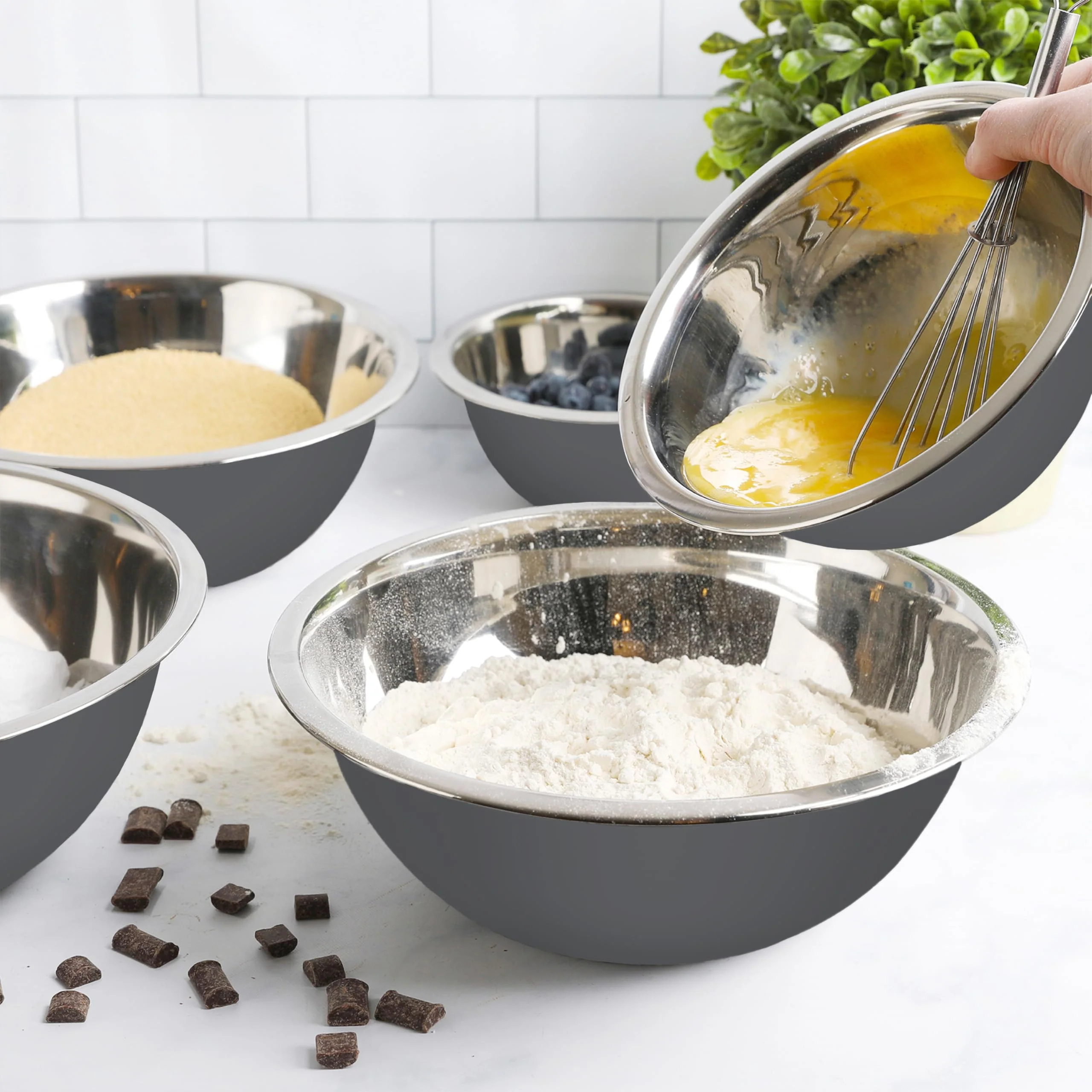 WHYSKO Meal Prep Stainless Steel Mixing Bowls Set, Home, Refrigerator, and Kitchen Food Storage Organizers | Ecofriendly, Reusable, Heavy Duty (Gray) - Image 4