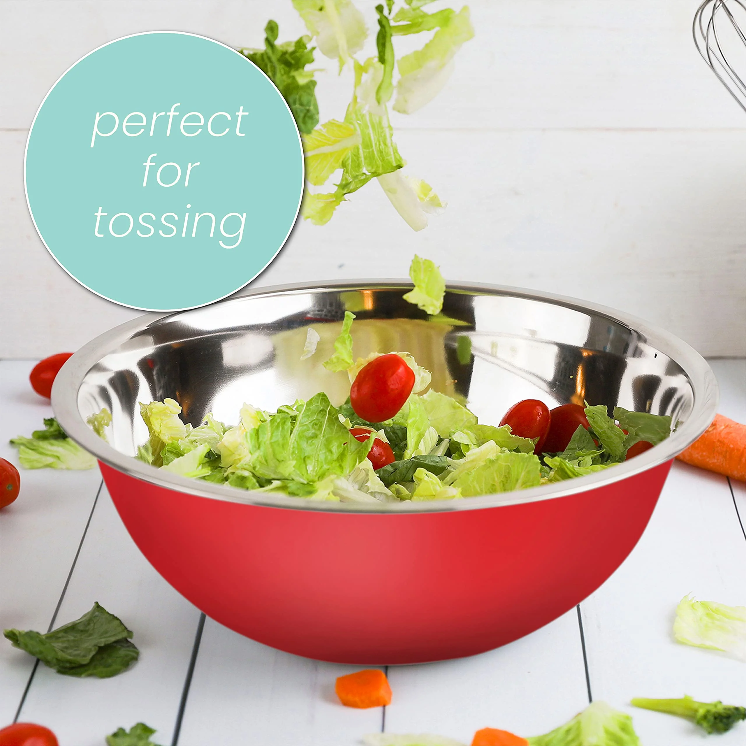 WHYSKO Meal Prep Stainless Steel Mixing Bowls Set, Home, Refrigerator, and Kitchen Food Storage Organizers | Ecofriendly, Reusable, Heavy Duty (Red) - Image 6