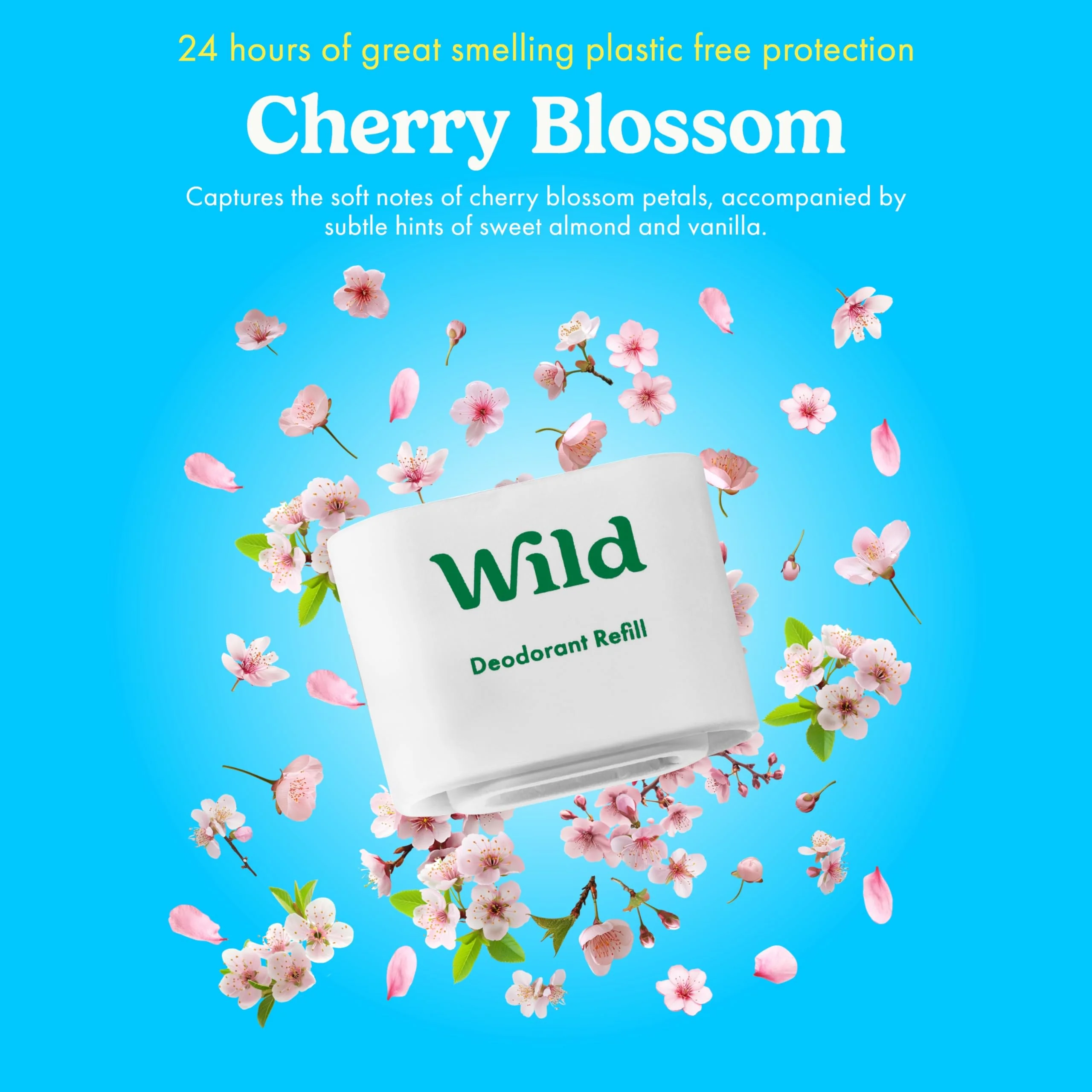 Wild Aluminum Free Refillable Deodorant Variety Pack for Men & Women - 98% Natural Ingredients - Includes Fresh Cotton & Sea Salt, Cherry Blossom, Coconut & Vanilla Scents - Long Lasting Protection - Image 7