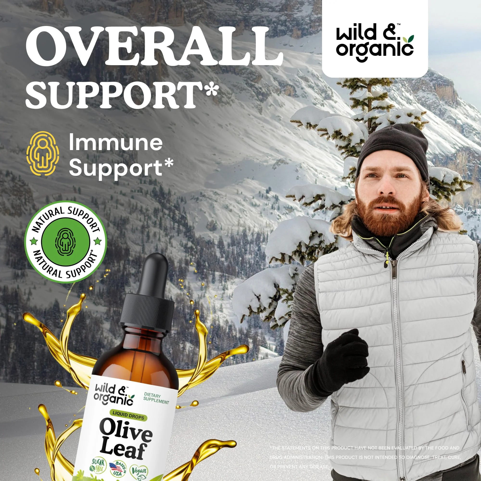 Wild & Organic Olive Leaf Extract Liquid Drops - Immune & Antioxidant Support - Oleuropein Olive Leaf Supplement - Add to Tea Tincture - Vegan, Sugar & Alcohol-Free - 2 fl oz - Image 9