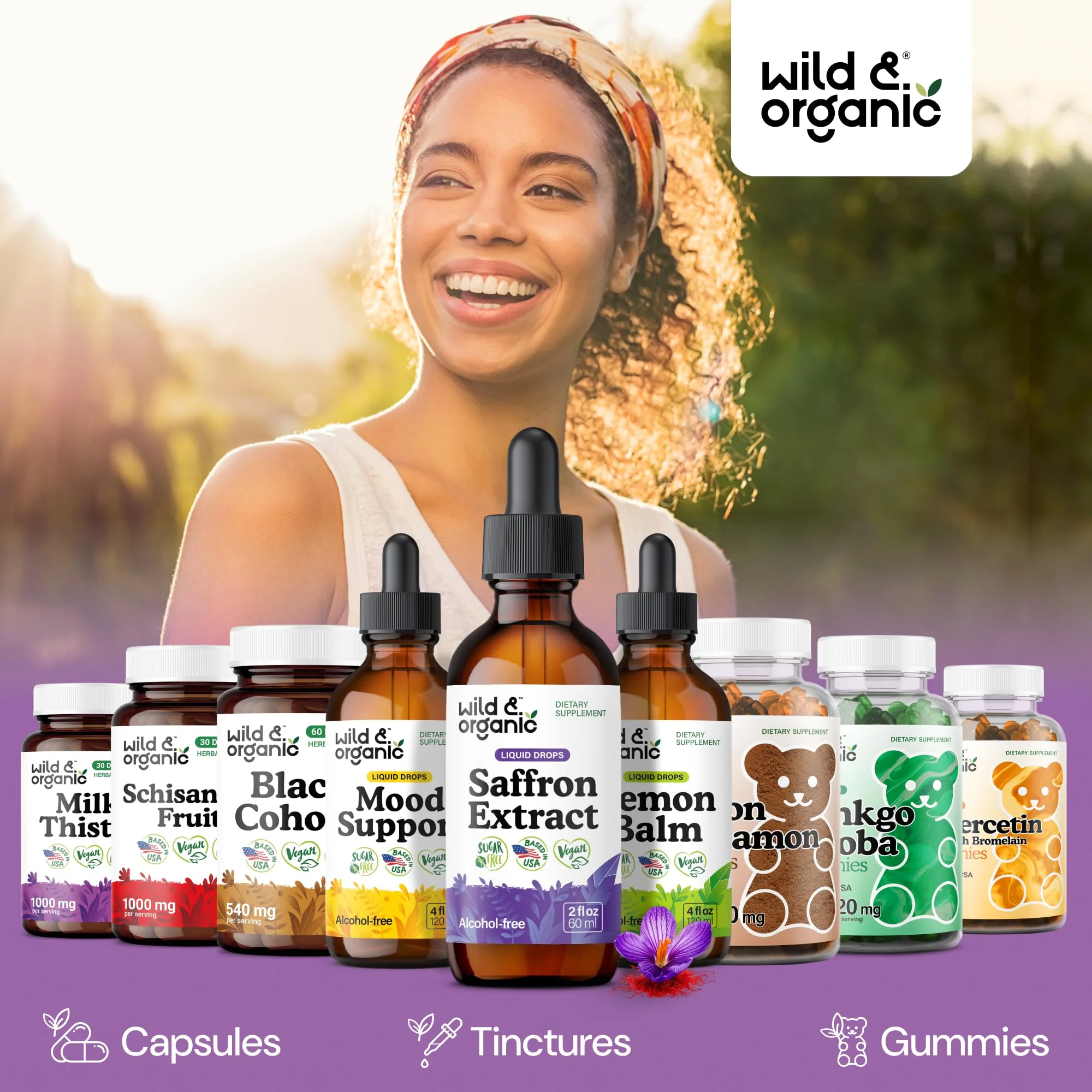 Wild & Organic Saffron Supplements 88.5 mg - Mood, Brain & Vision Support - Liquid Saffron Drops - Add to Tea - Crocus Sativus Herb Extract - Vegan, Sugar & Alcohol-Free Tincture - 2 fl oz - Image 5