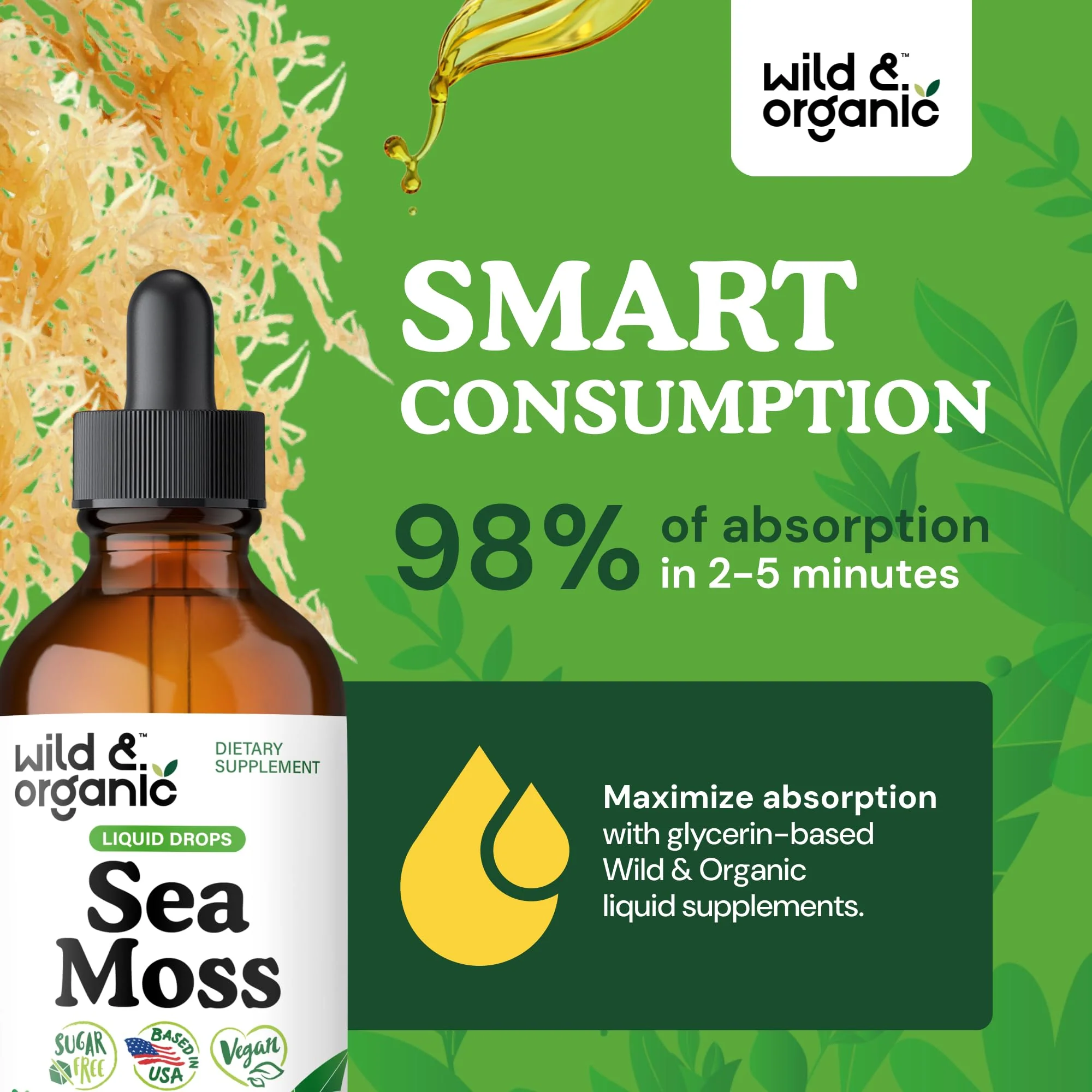 Wild & Organic Sea Moss Drops - Overall Support with Irish Seamoss and Bladderwrack - Multimineral Chondrus Crispus Tincture - Vegan, Sugar & Alcohol-Free Liquid Supplement - 4 fl oz - Image 7