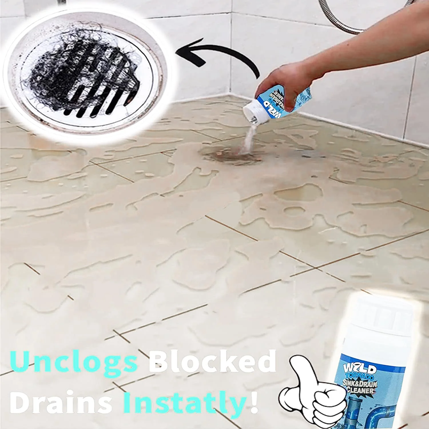 Wild Tornado Pipe Dredge, Powerful Sink and Drain Cleaner Powder, Fast Foaming Drain Cleaner for Kitchen and Pipes Cleaning Tool - Image 2