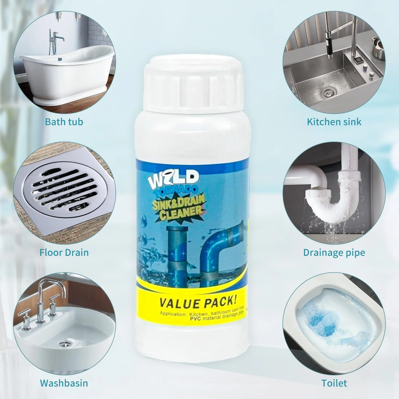 Wild Tornado Sink and Drain Cleaner,The Pipe Dredge Quick Unclog For Kitchen Toilet Sink Drain Quick Cleaning Tool.(5pcs) - Image 5