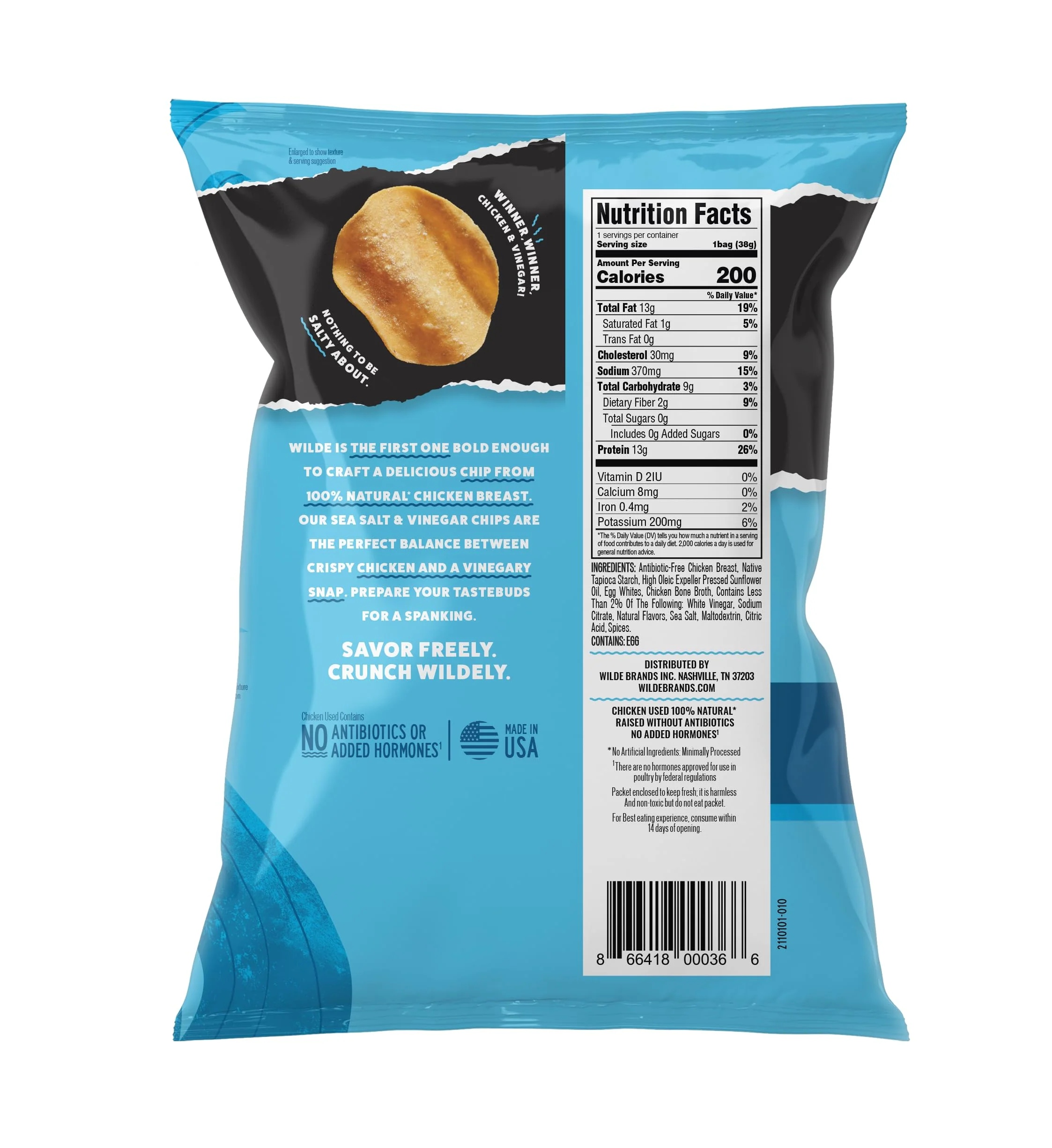 WILDE Protein Chips, High Protein Snacks for Adults, Keto Chips, Gluten Free, Low Carb Snack Box Made with Real Ingredients 1.34oz Bags, Pack of 12, Sea Salt & Vinegar - Image 3