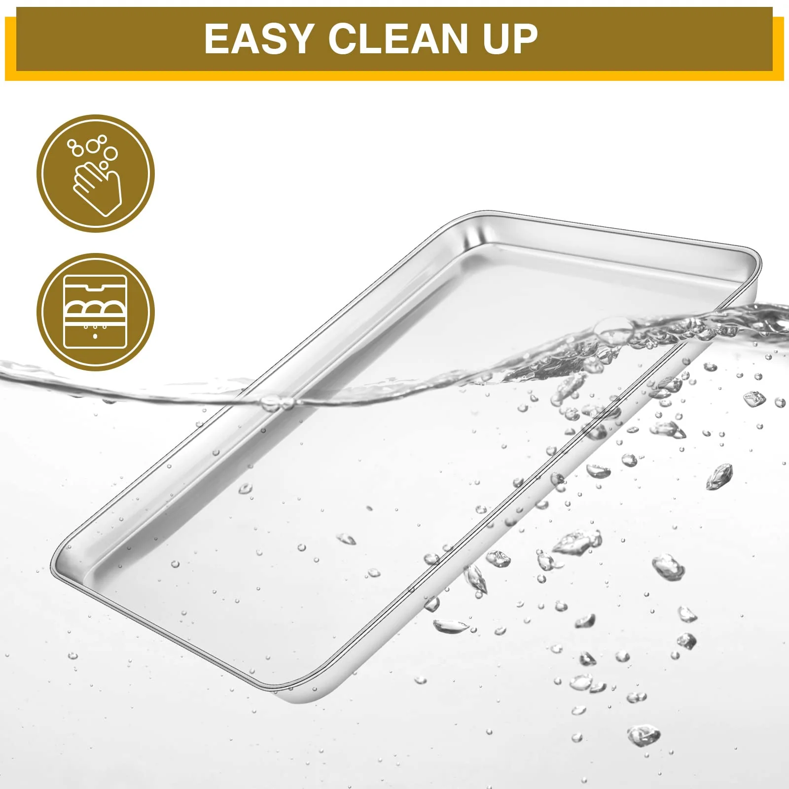 Wildone Baking Sheet & Rack Set [2 Sheets + 2 Racks], Stainless Steel Cookie Pan with Cooling Rack, Size 17.3 x 12.2 x 1 Inch, Non Toxic & Heavy Duty & Easy Clean - Image 2