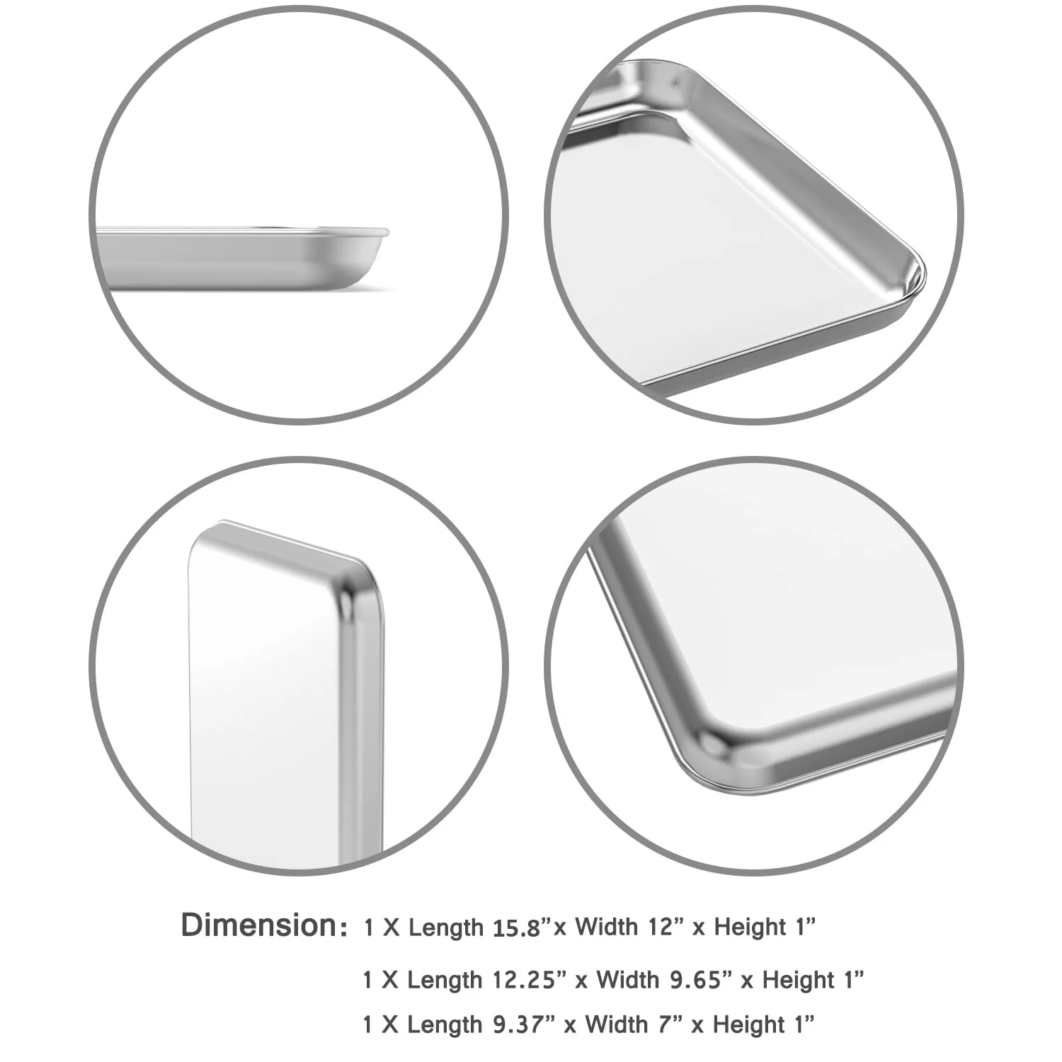 Wildone Baking Sheet Set of 3, Stainless Steel Cookie Sheet Baking Sheet Pan, 9/12/16 Inch, Non Toxic & Heavy Duty & Easy Clean - Image 7