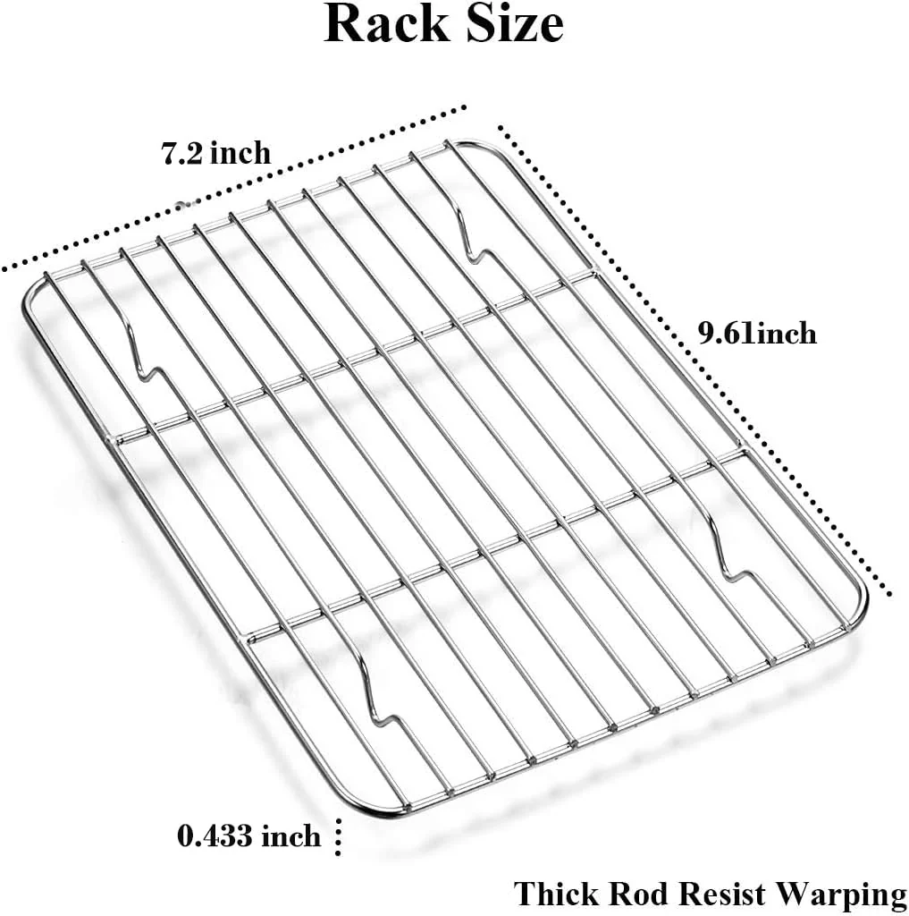 Wildone Baking Sheet with Rack Set [2 Sheets + 2 Racks], Stainless Steel Cookie Pan baking Tray with Cooling Rack, Size 10 x 8 x 1 Inch, Non Toxic & Heavy Duty & Easy Clean - Image 4