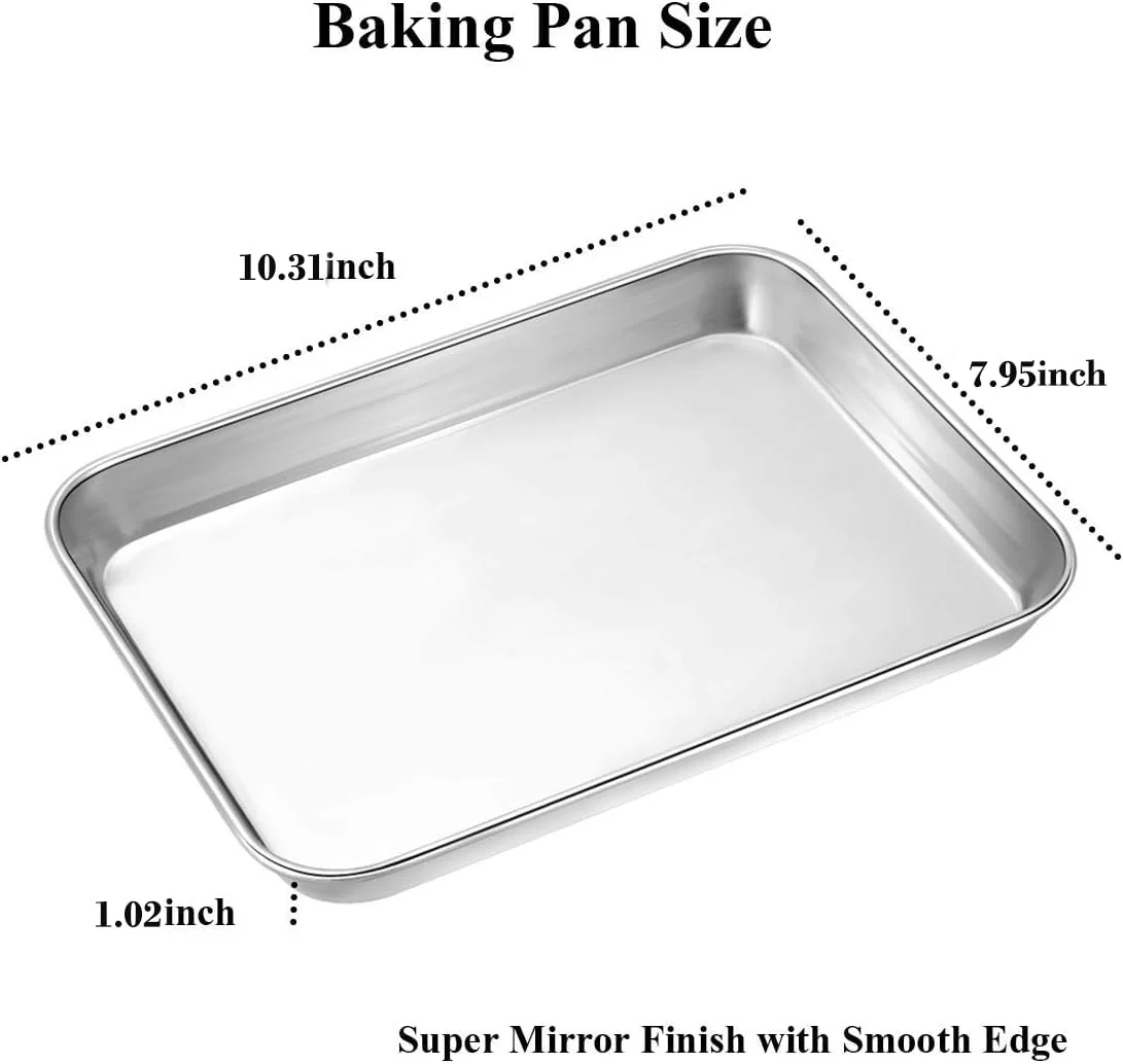 Wildone Baking Sheet with Rack Set [2 Sheets + 2 Racks], Stainless Steel Cookie Pan baking Tray with Cooling Rack, Size 10 x 8 x 1 Inch, Non Toxic & Heavy Duty & Easy Clean - Image 5