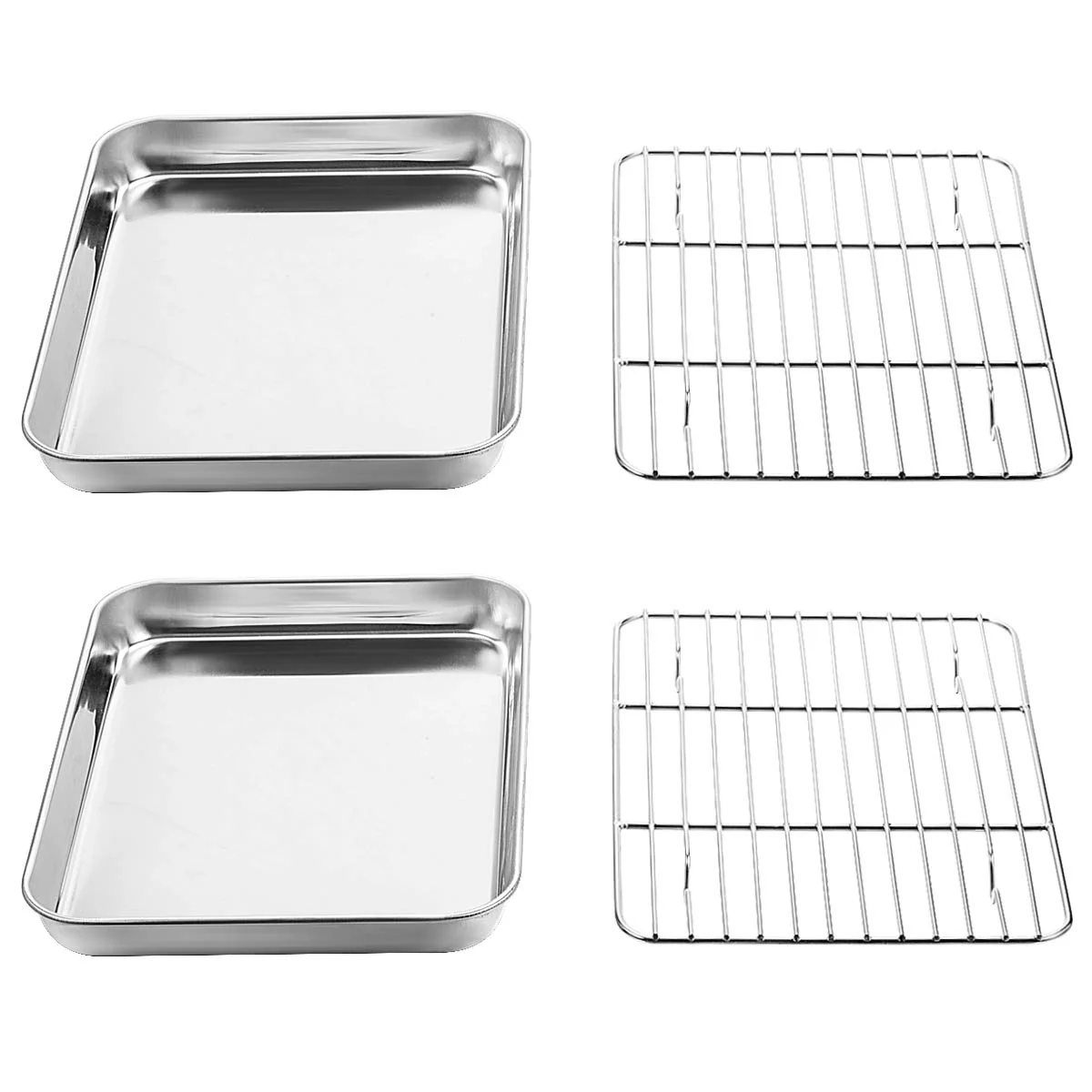 Wildone Baking Sheet with Rack Set [2 Sheets + 2 Racks], Stainless Steel Cookie Pan baking Tray with Cooling Rack, Size 10 x 8 x 1 Inch, Non Toxic & Heavy Duty & Easy Clean - Image 7
