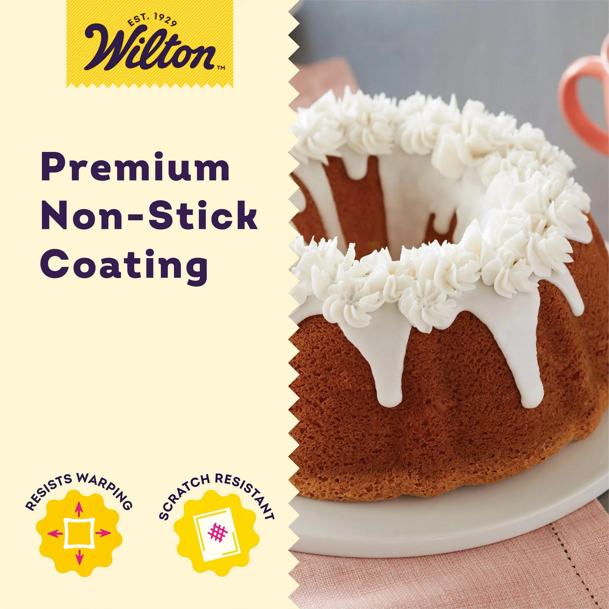 Wilton Gold Premium Non-Stick Warp-Resistant Bakeware, Made without PFAs, Fluted Tube Pan, 9.49 in, Packaging May Vary - Image 5