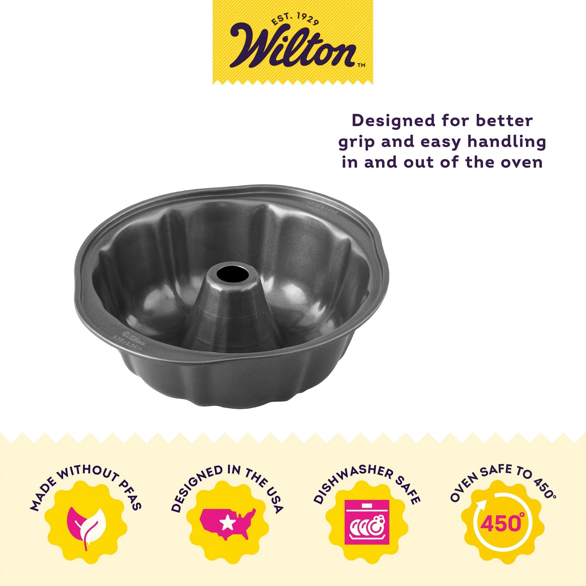 Wilton Gold Premium Non-Stick Warp-Resistant Bakeware, Made without PFAs, Fluted Tube Pan, 9.49 in, Packaging May Vary - Image 6