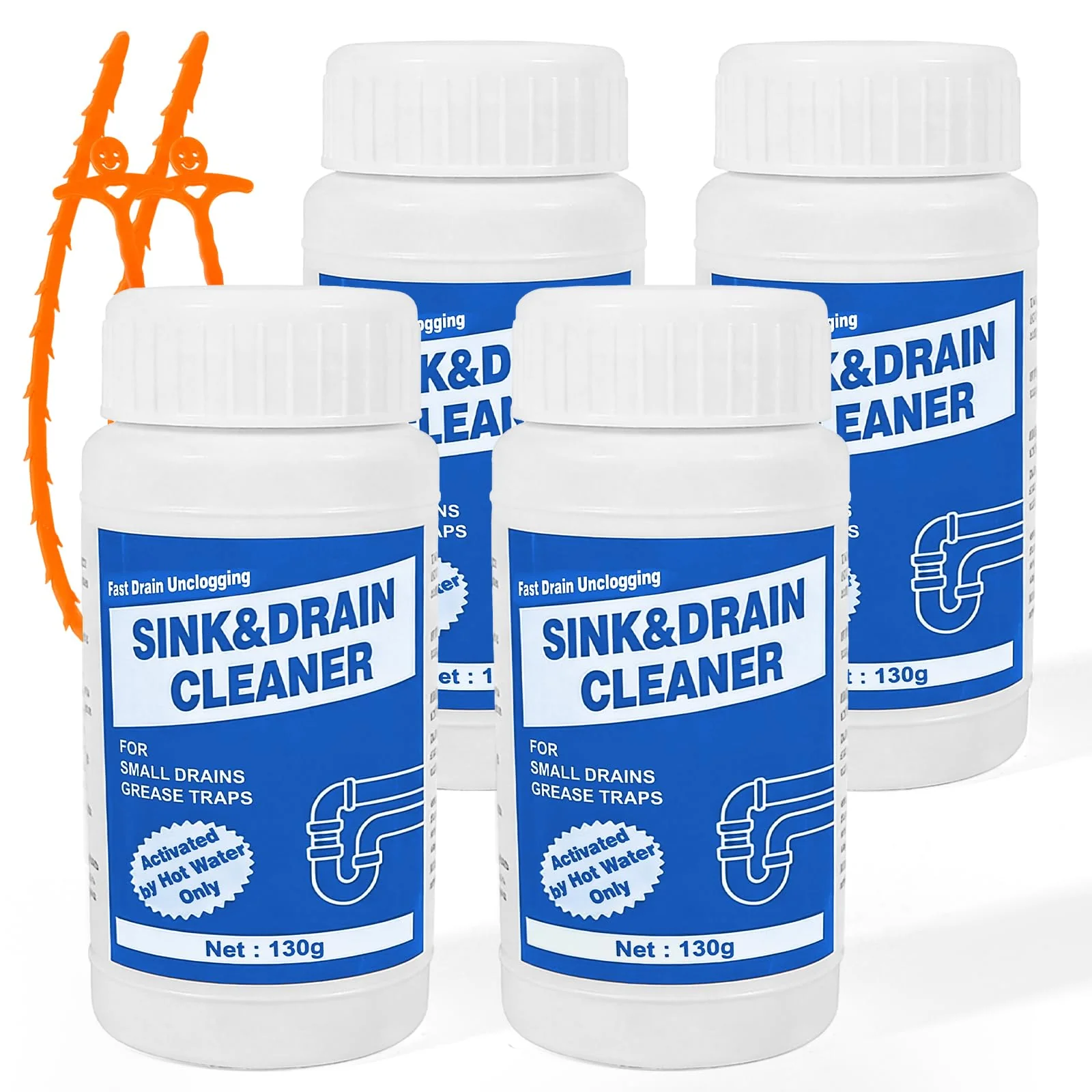 Wind in Hand Sink and Drain Cleaner Powder: All-Purpose Pipe Opener for Kitchen Bathroom Pipes and Floor Drains – Reliable Drain Clog Remover for Home Plumbing Maintenance(4 pack)