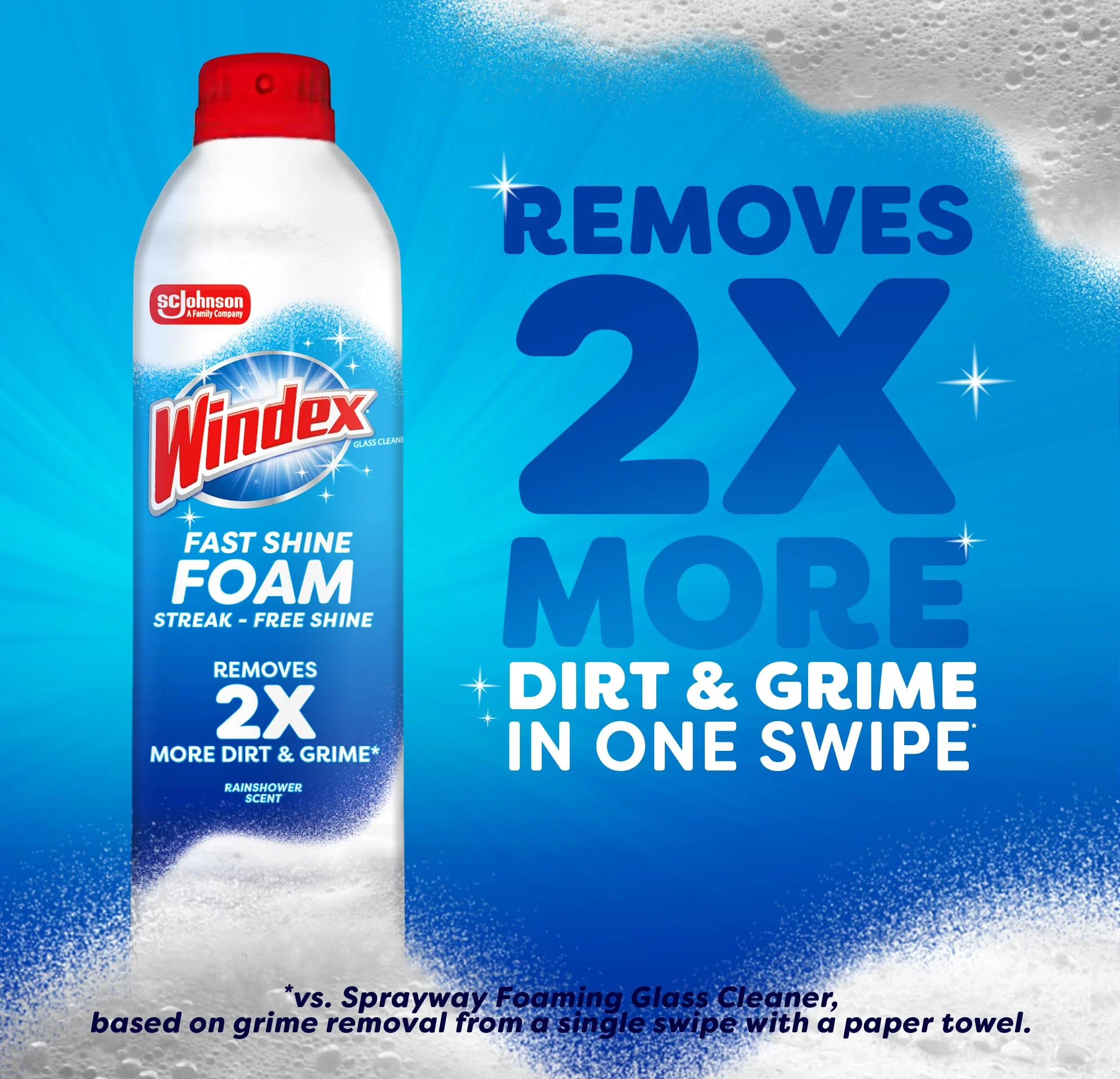 Windex Fast Shine Foam Glass Cleaner, No-Drip Windows, Doors, Mirrors & Countertops Aerosol Cleaning Spray, Streak-Free Shine, Removes Fingerprints, Dust, Dirt, Grime & More 19 oz (Pack of 2) - Image 2