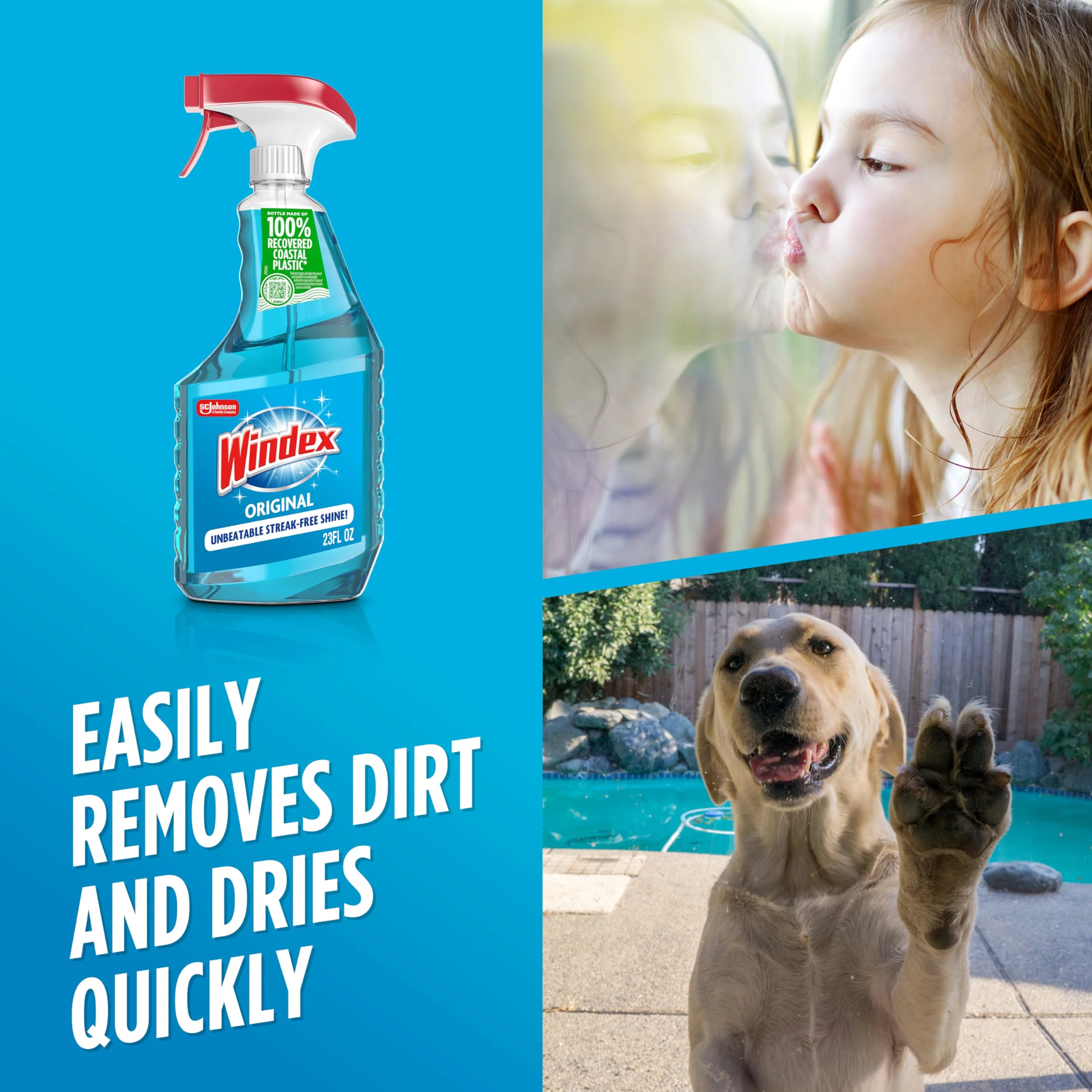 Windex Glass and Window Cleaner Spray Bottle, Bottle Made from 100% Recycled Plastic, Surface Cleaning Spray, Original Blue Scent, 23 Fl Oz (Pack of 6) - Image 4