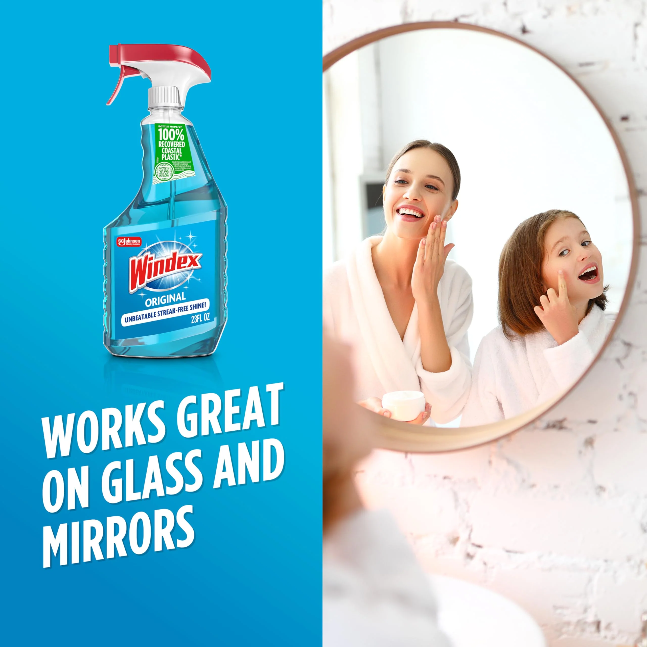 Windex Glass and Window Cleaner Spray Bottle, Bottle Made from 100% Recycled Plastic, Surface Cleaning Spray, Original Blue Scent, 23 Fl Oz (Pack of 6) - Image 5