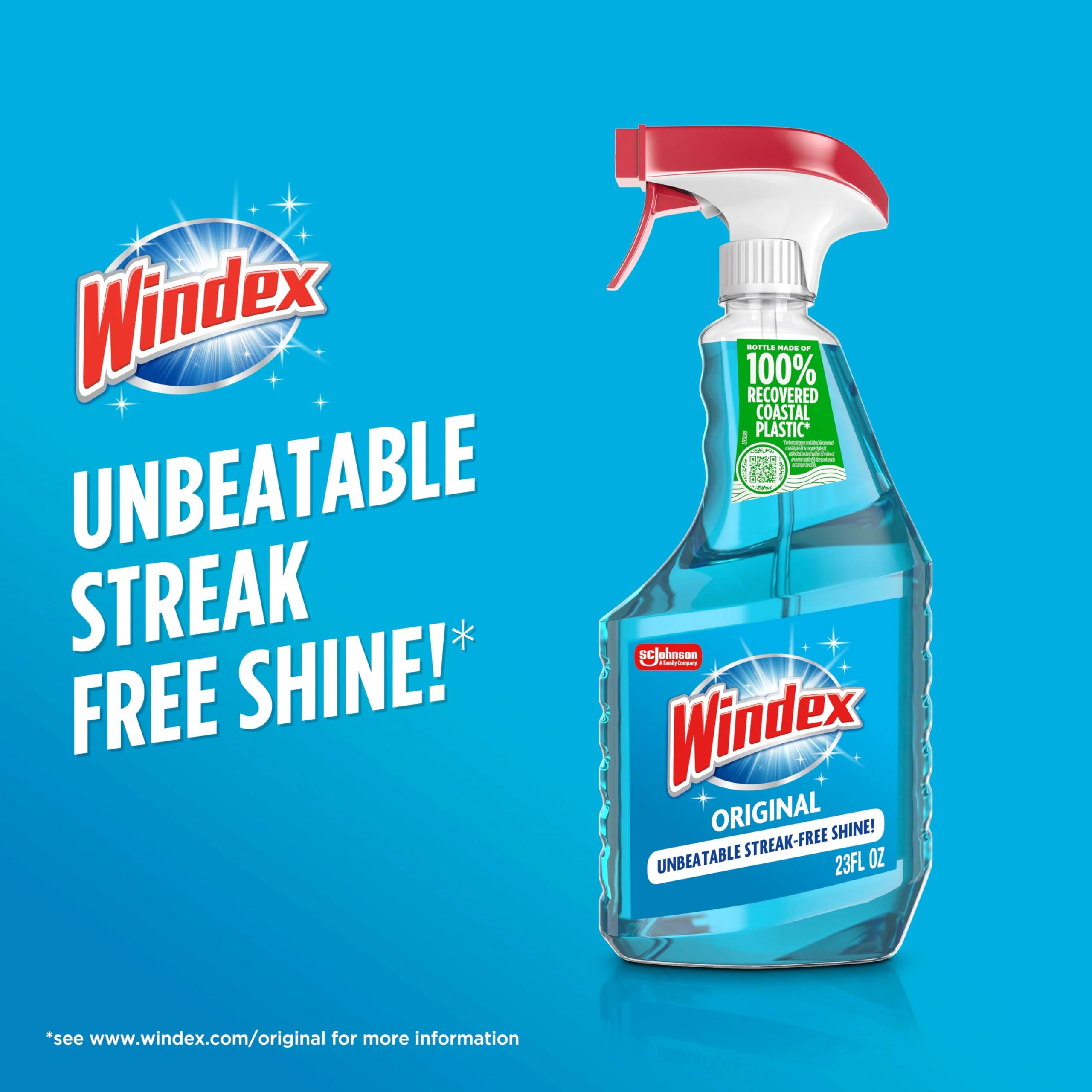 Windex Glass and Window Cleaner Spray Bottle, Bottle Made from 100% Recycled Plastic, Surface Cleaning Spray, Original Blue Scent, 23 Fl Oz (Pack of 6) - Image 7