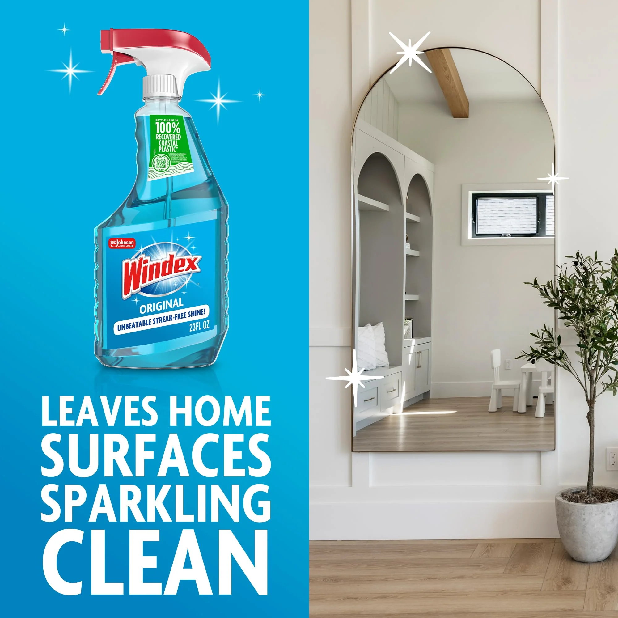 Windex Glass and Window Cleaner Spray Bottle, Packaging Designed to Prevent Leakage and Breaking, Surface Cleaning Spray, Original Blue Scent, 23 Fl Oz - Image 7