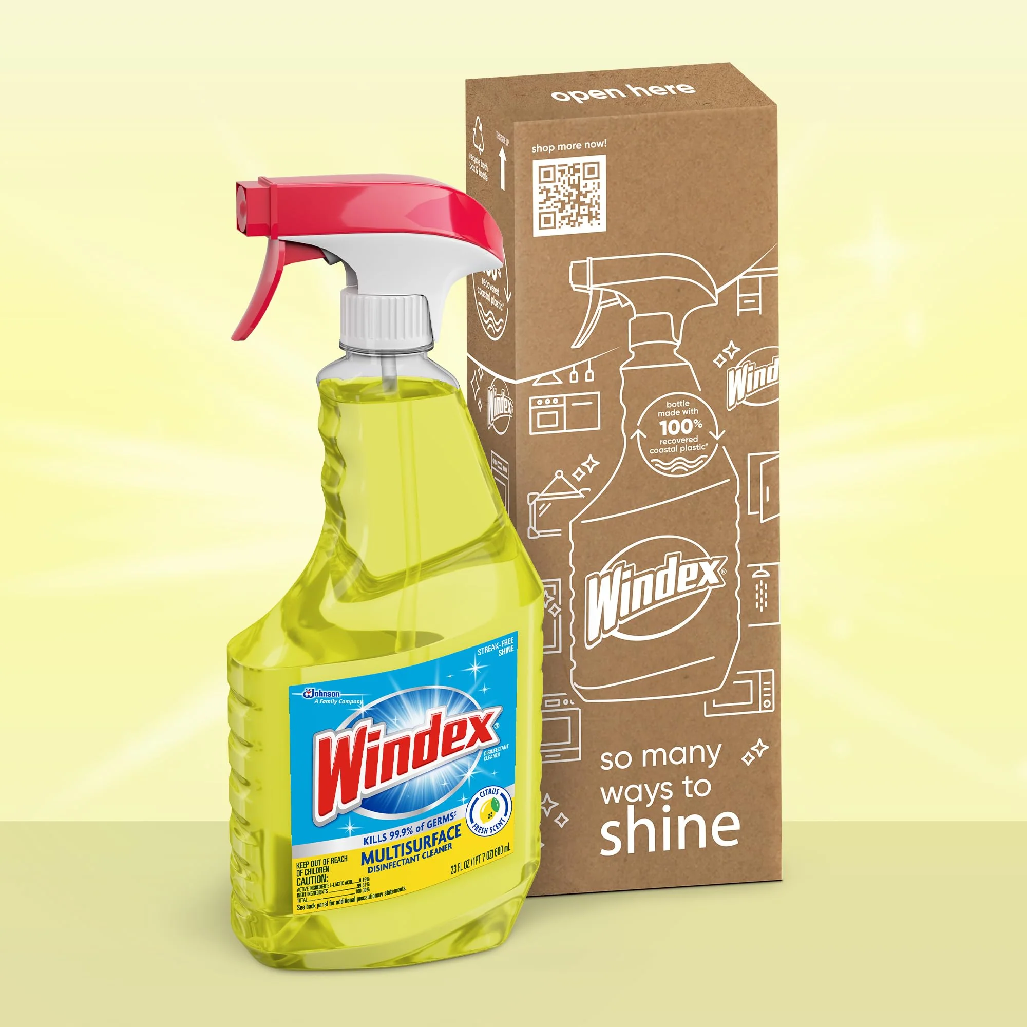 Windex Multipurpose Cleaner Disinfectant Spray Bottle, Packaging Designed to Prevent Leakage and Breaking, Surface Cleaning Spray, Citrus Fresh Scent, 23 Fl Oz - Image 3