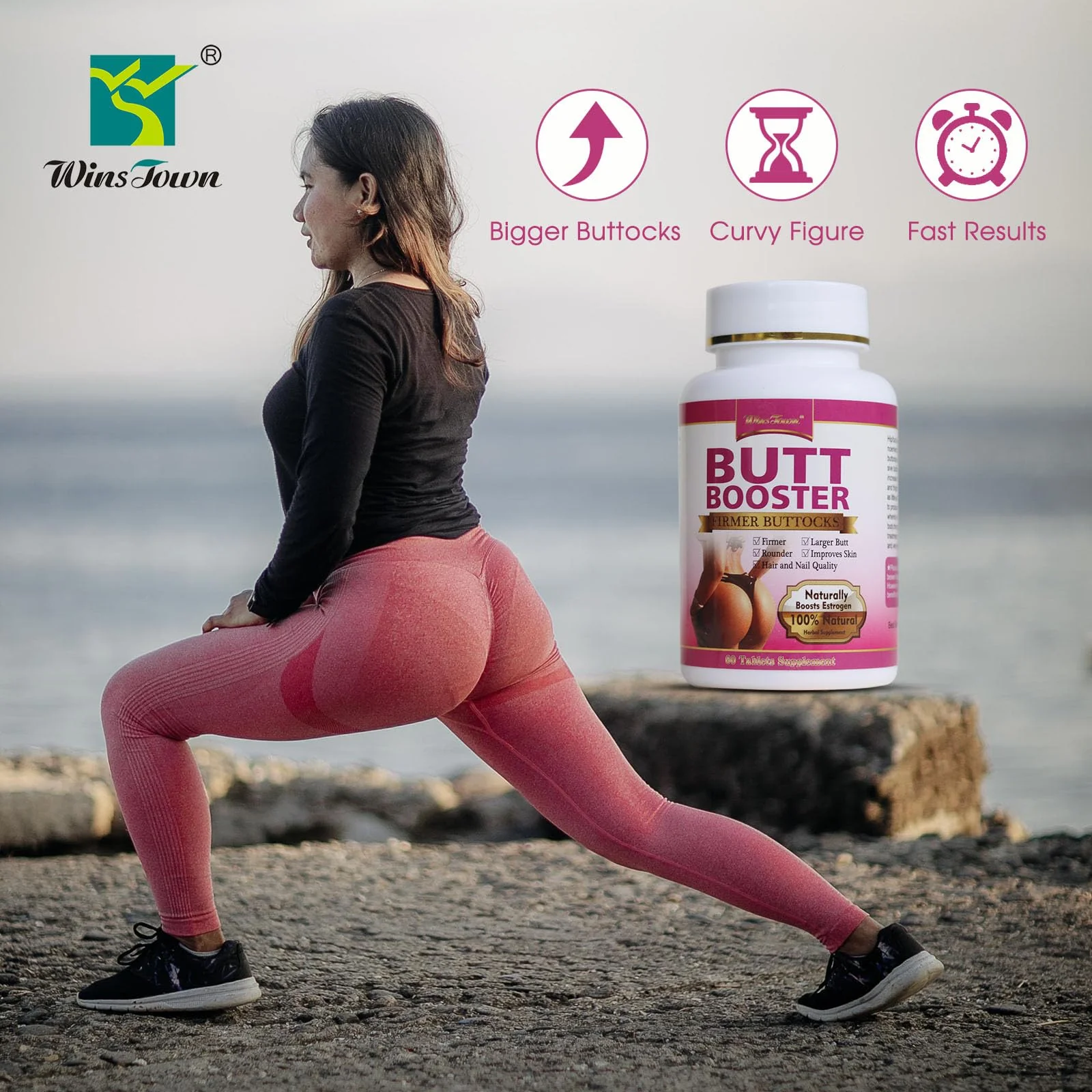 Wins Town Butt Booster Pills, Mention Buttocks Herbal Supplements, Plump Hips Enhancement Firming and Seductive, 60 Tablets - Image 6