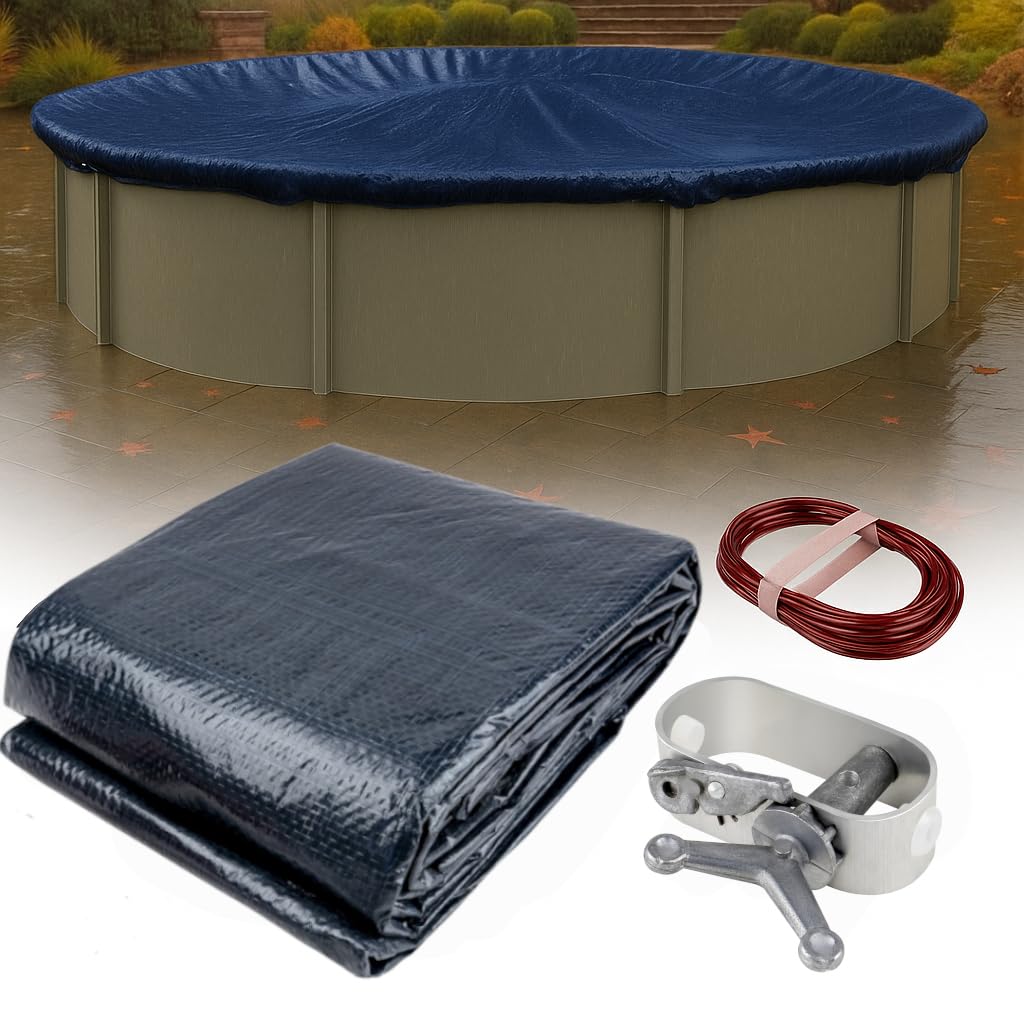 Winter Block 30’ ft. Premium Round Pool Winter Cover for Above Ground Pools – 10-Year Warranty, Cold and UV Resistant, Weatherproof and Durable, Winch & Cable Included