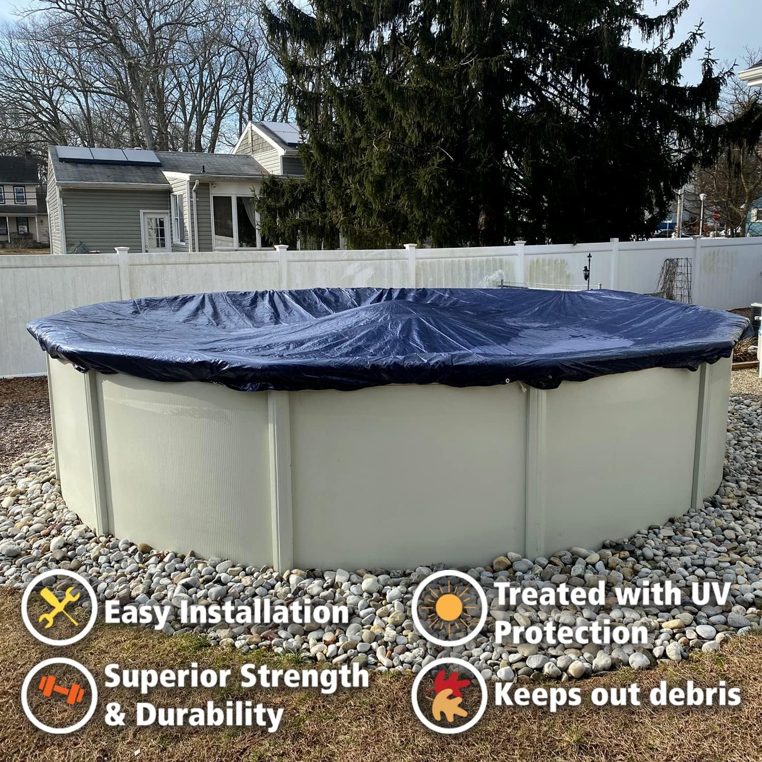 Winter Block 30’ ft. Premium Round Pool Winter Cover for Above Ground Pools – 10-Year Warranty, Cold and UV Resistant, Weatherproof and Durable, Winch & Cable Included - Image 9
