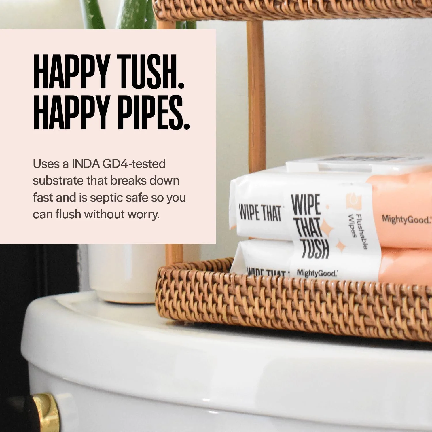 Wipe That Tush Flushable Wipes - 12 Packs of 50, 600 Total - Extra Large & Soft - Hypoallergenic & Fragrance-Free With Aloe & Vitamin E - Septic-Safe - Image 6