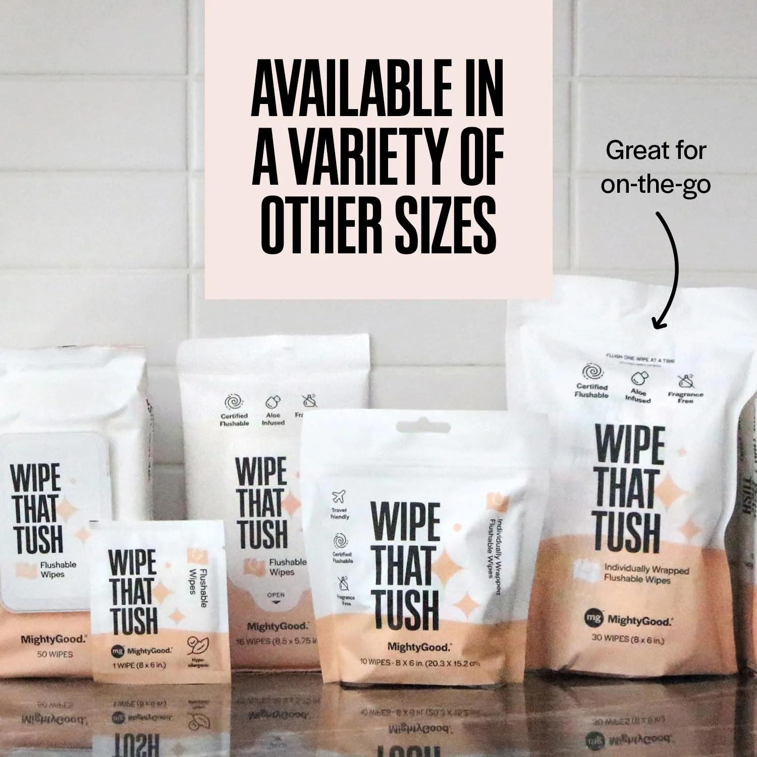 Wipe That Tush Flushable Wipes - 6 Packs of 50, 300 Total - Soothing Oatmeal Scent - Extra Large & Soft - Hypoallergenic With Aloe & Vitamin E - Septic-Safe - Image 2