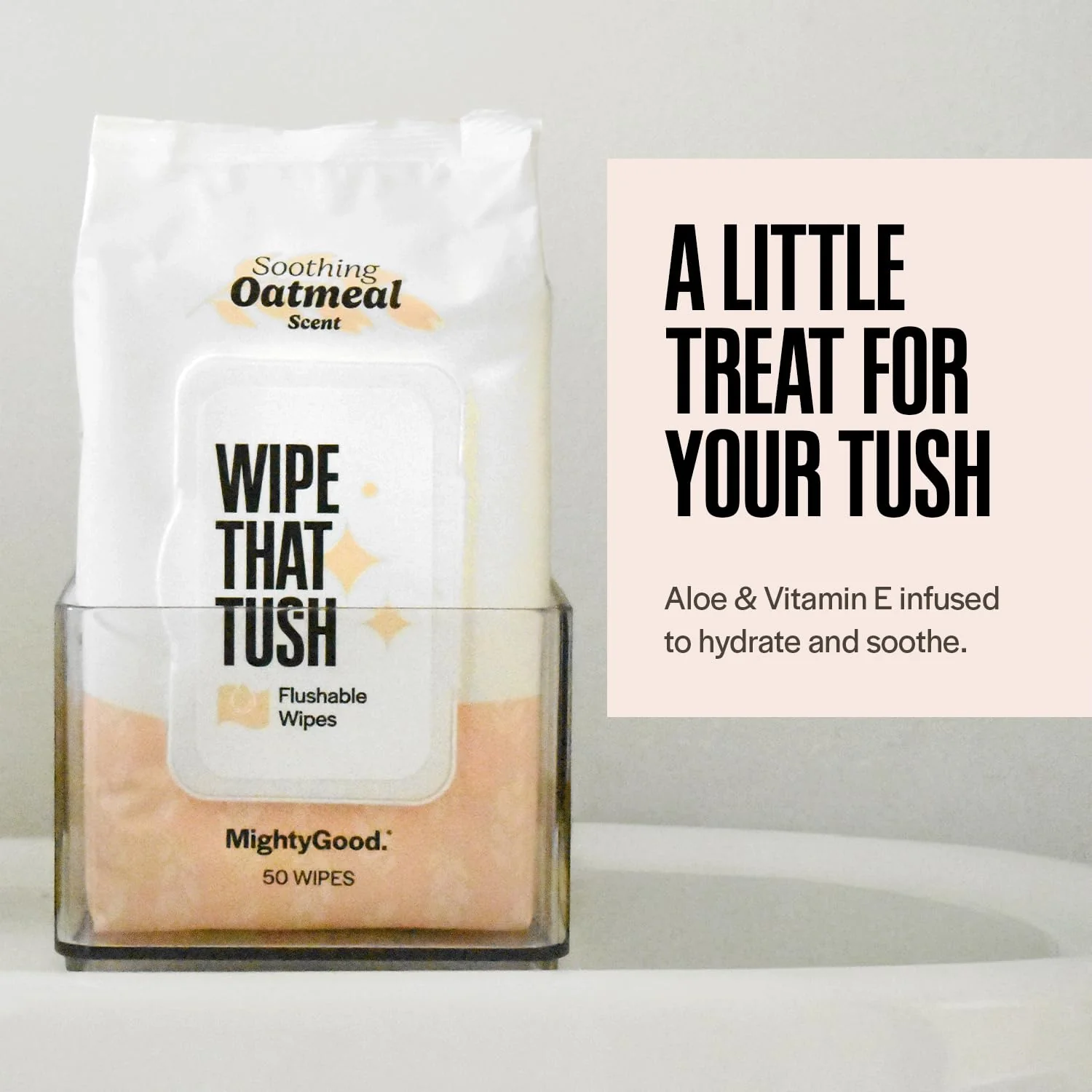 Wipe That Tush Flushable Wipes - 6 Packs of 50, 300 Total - Soothing Oatmeal Scent - Extra Large & Soft - Hypoallergenic With Aloe & Vitamin E - Septic-Safe - Image 6