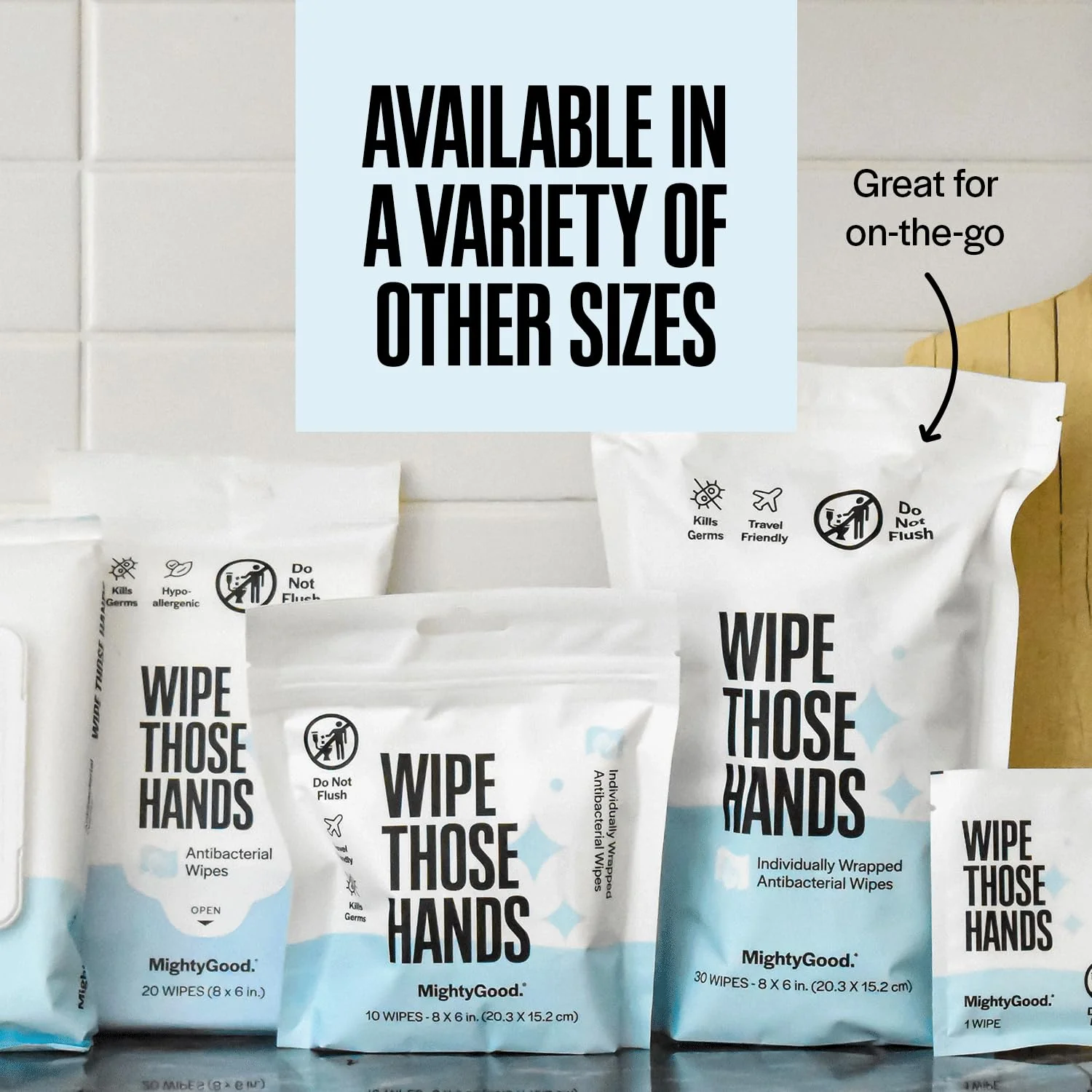 Wipe Those Hands On-The-Go Sanitizing Wipes - 4 Packs of 30 Individually Wrapped Wipes, 120 Total - Alcohol & Fragrance-Free - Kills Germs Fast - Travel Friendly - Image 2