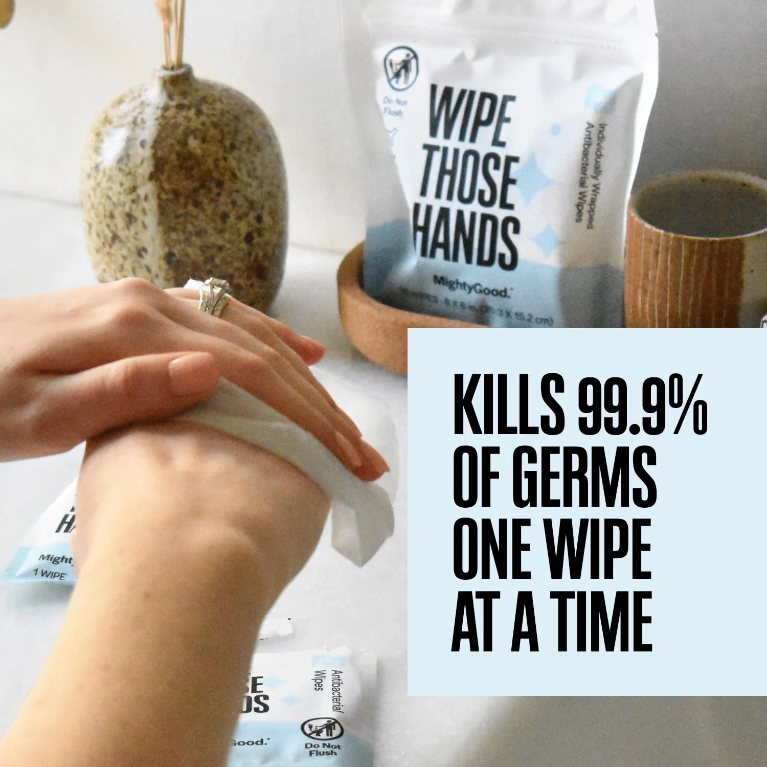 Wipe Those Hands On-The-Go Sanitizing Wipes - 4 Packs of 30 Individually Wrapped Wipes, 120 Total - Alcohol & Fragrance-Free - Kills Germs Fast - Travel Friendly - Image 7