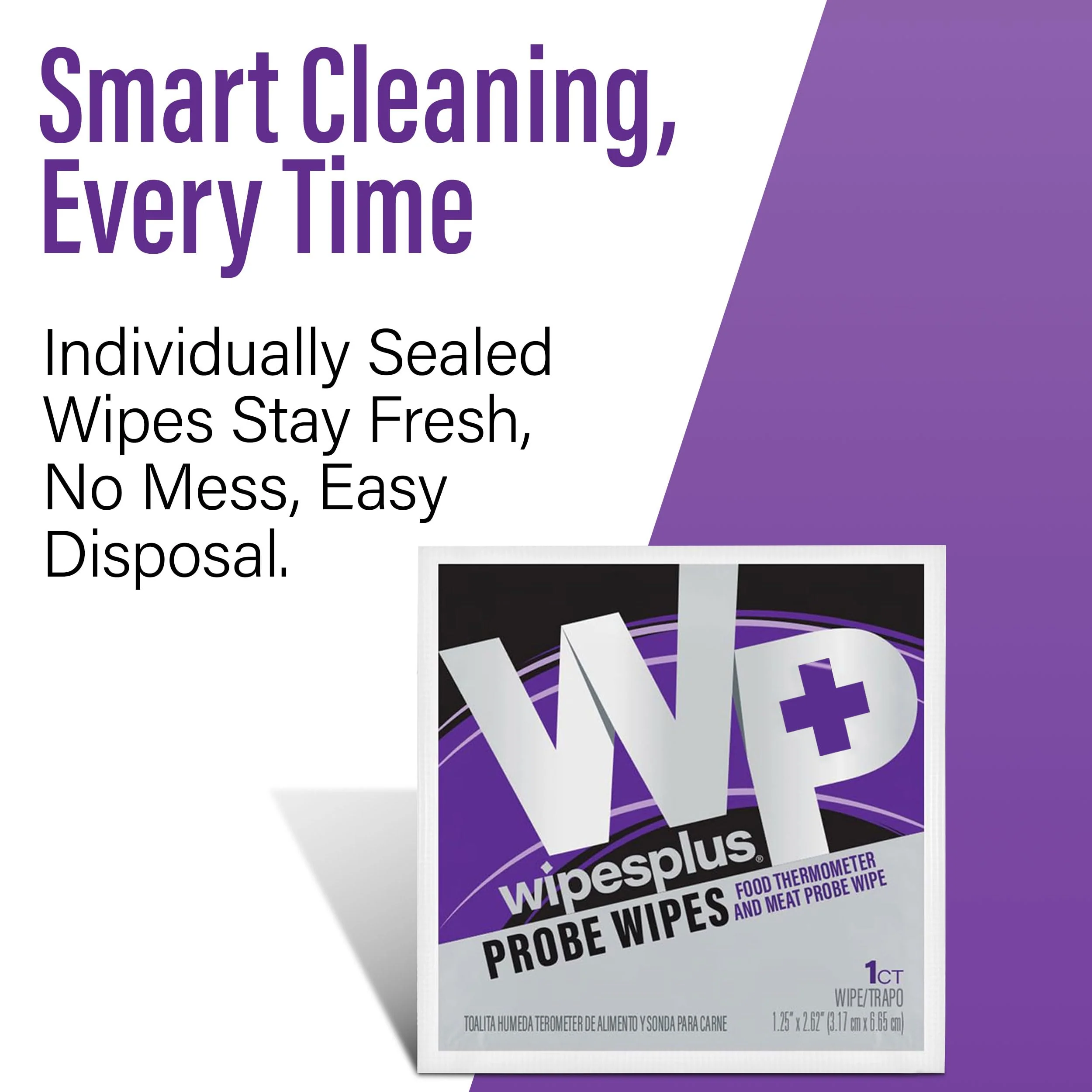 WIPESPLUS Probe Wipes, Thermometer Wipes, Meat Probe Wipe with Individual Satchets for Home and Business, 1000 Count, 10 Packs of 100, White - Image 2