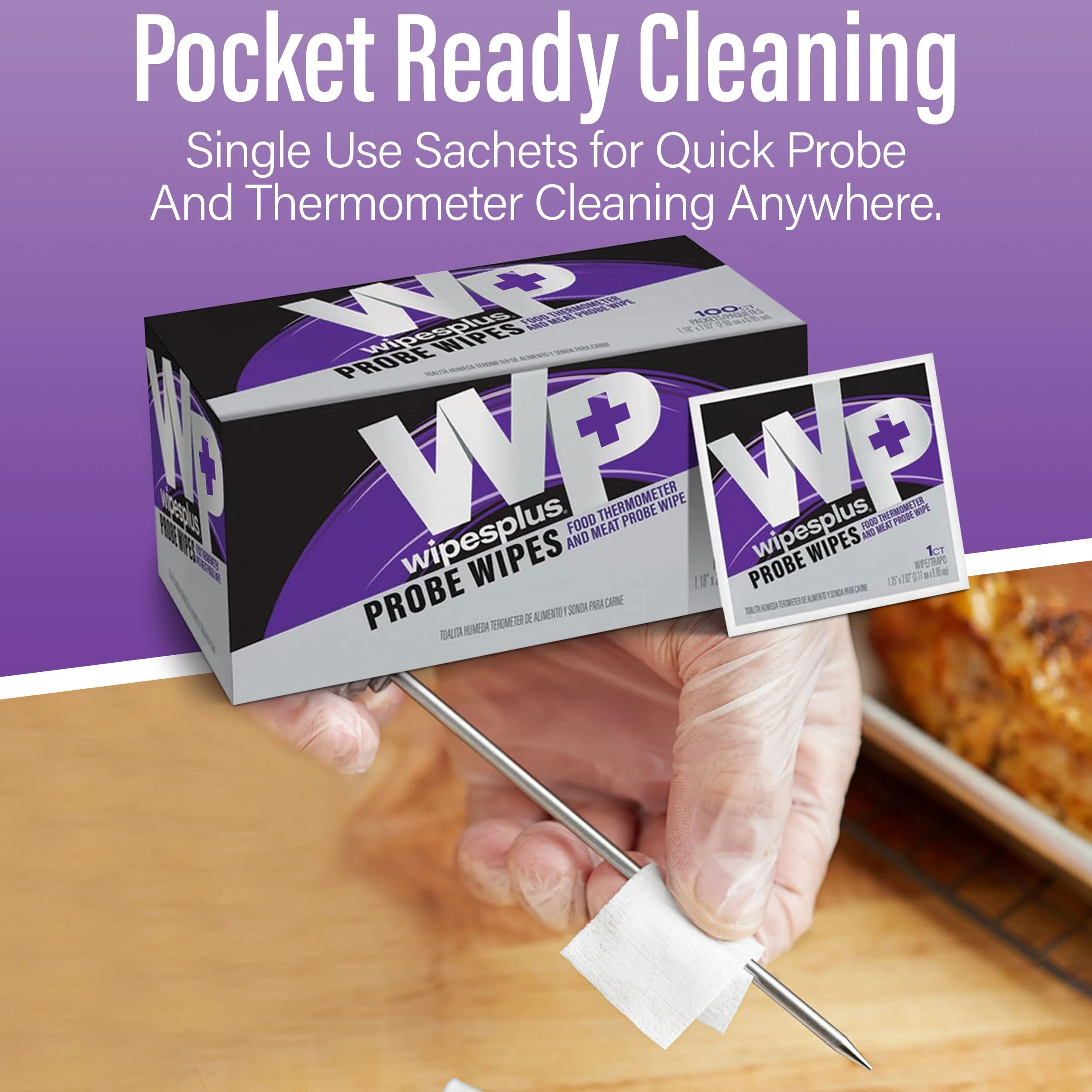 WIPESPLUS Probe Wipes, Thermometer Wipes, Meat Probe Wipe with Individual Satchets for Home and Business, 1000 Count, 10 Packs of 100, White - Image 3