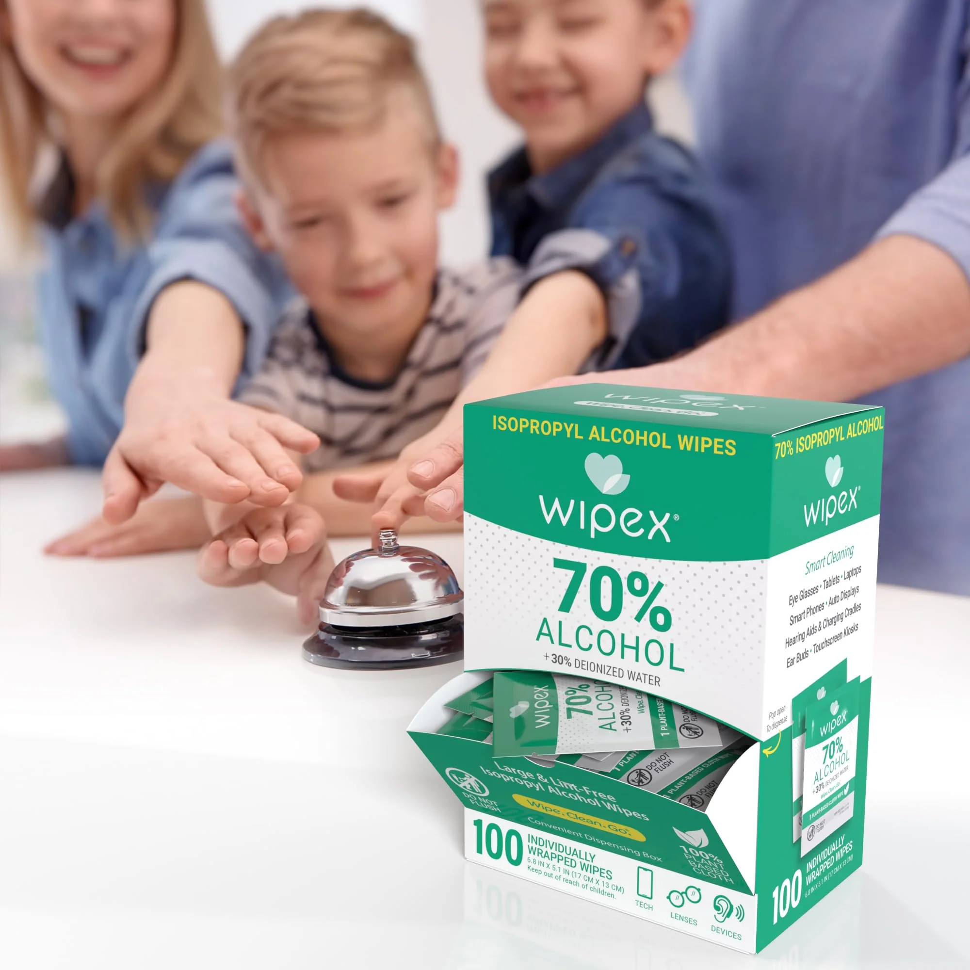 Wipex 70% Isopropyl Alcohol Wipes - Individually Wrapped Sachets, Electronic & Tech Wipes in Dispensing Box, 100 Count (Pack of 1) - Image 8