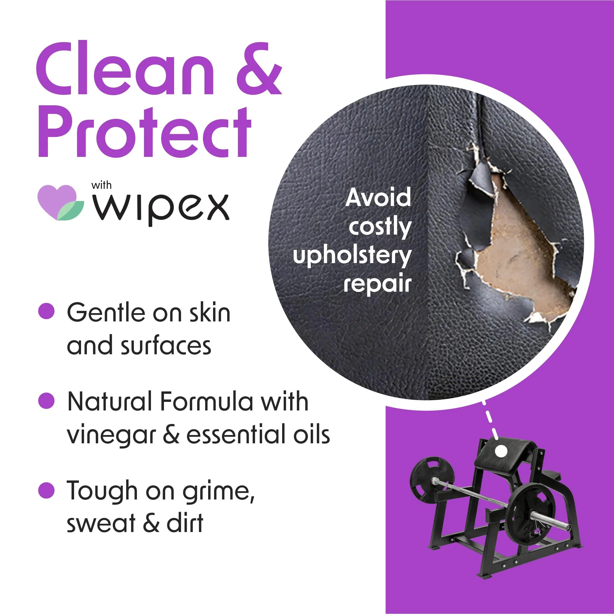 Wipex Gym Wipes Bucket Refill – EWG Verified, Plant-based Fitness Equipment Wipes, Lavender and Vinegar to Clean Surfaces, Safe Yoga Mat Cleaner, Gym & Peloton Bike Cleaner, 400 Count (Pack of 2) - Image 2