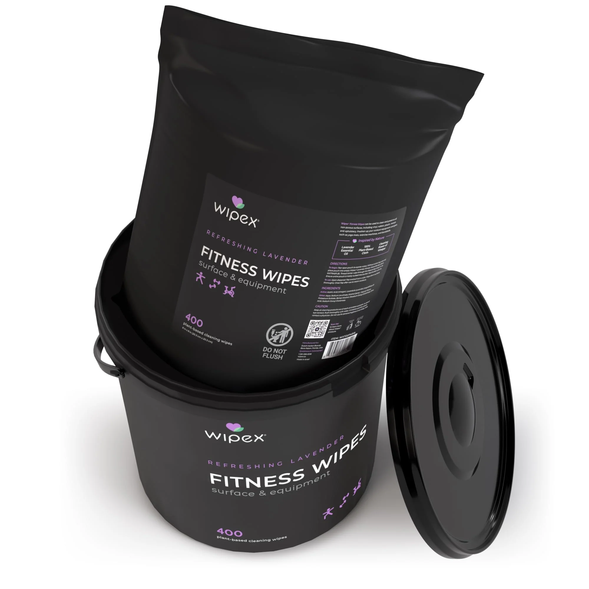 Wipex Gym Wipes Bucket Refill – EWG Verified, Plant-based Fitness Equipment Wipes, Lavender and Vinegar to Clean Surfaces, Safe Yoga Mat Cleaner, Gym & Peloton Bike Cleaner, 400 Count (Pack of 2) - Image 8